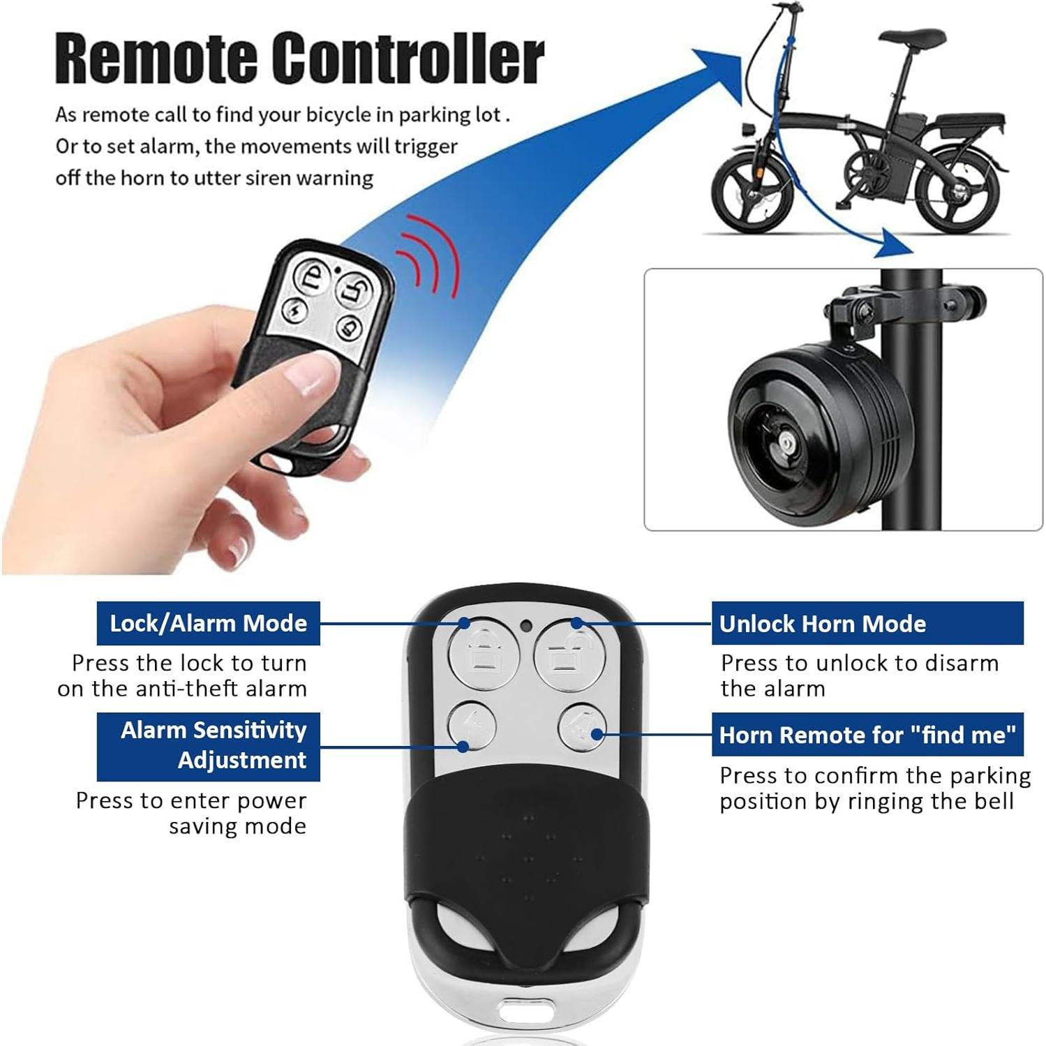 Timbre de Bicicleta Eléctrica Baluoqi con Alarma y Control Remoto