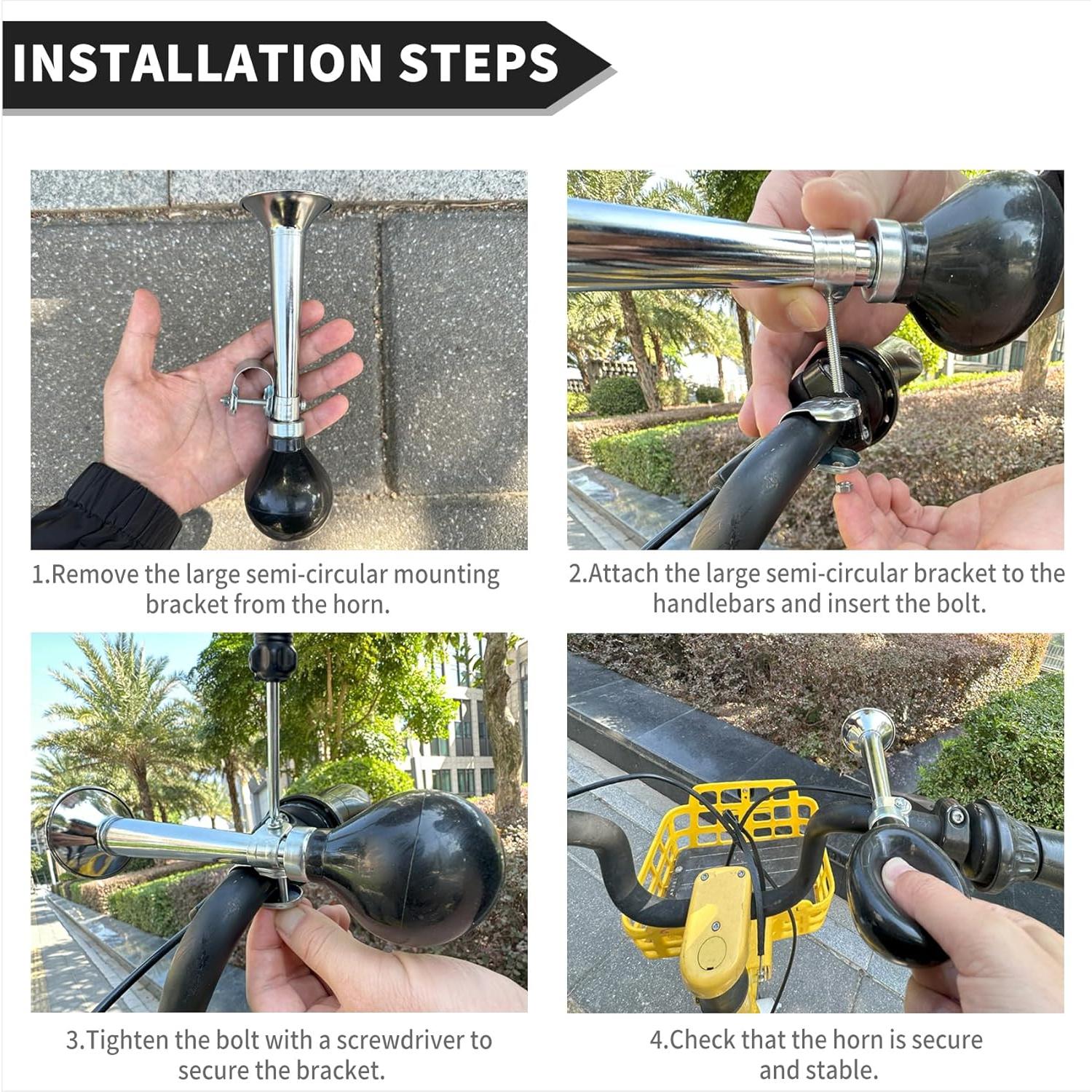 Timbre de bicicleta WHTCHSU clásico de metal 20 cm plateado