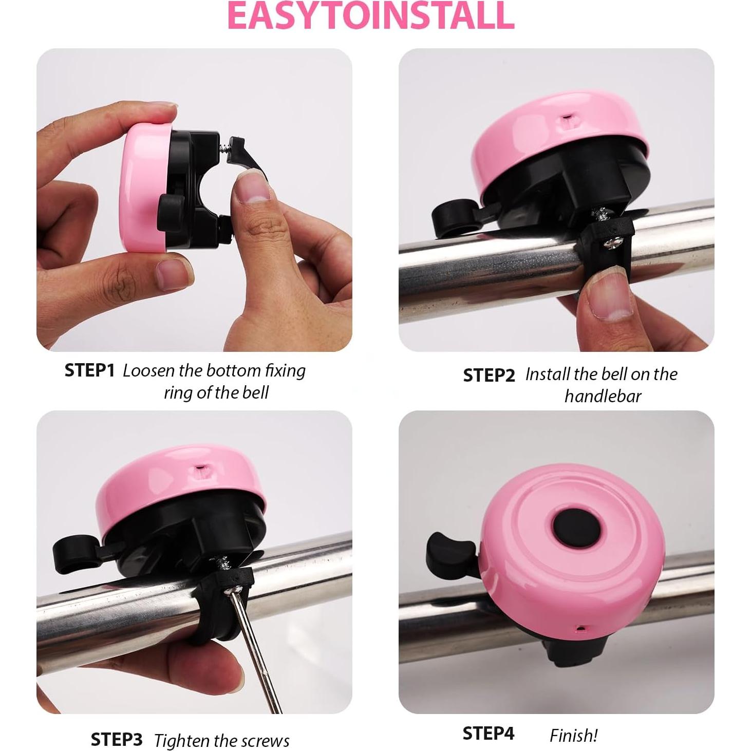 Campana de Bicicleta para Niños RidingRush Rosa 7x5x5 cm