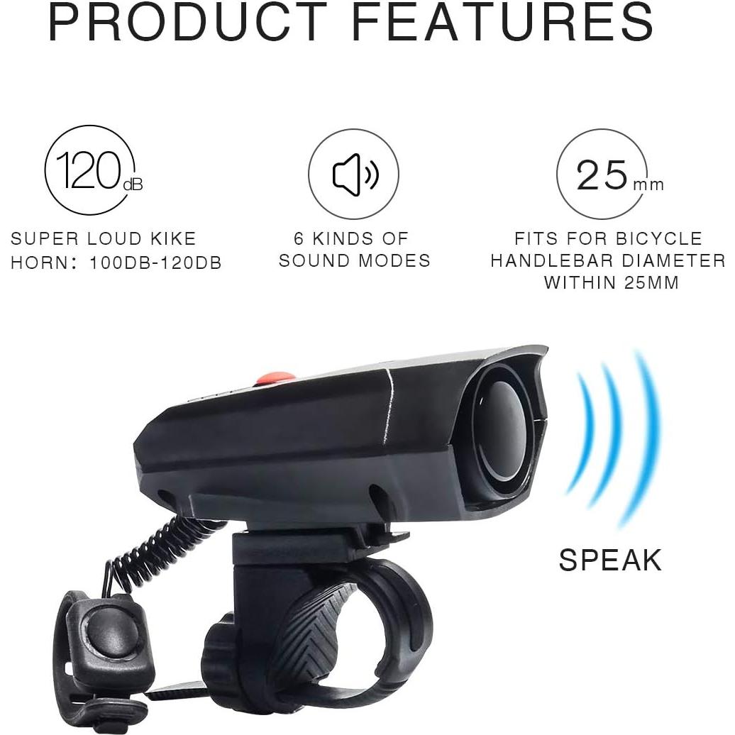Timbre Eléctrico Coolrunner para Bicicleta - 6 Modos, 100-120 dB