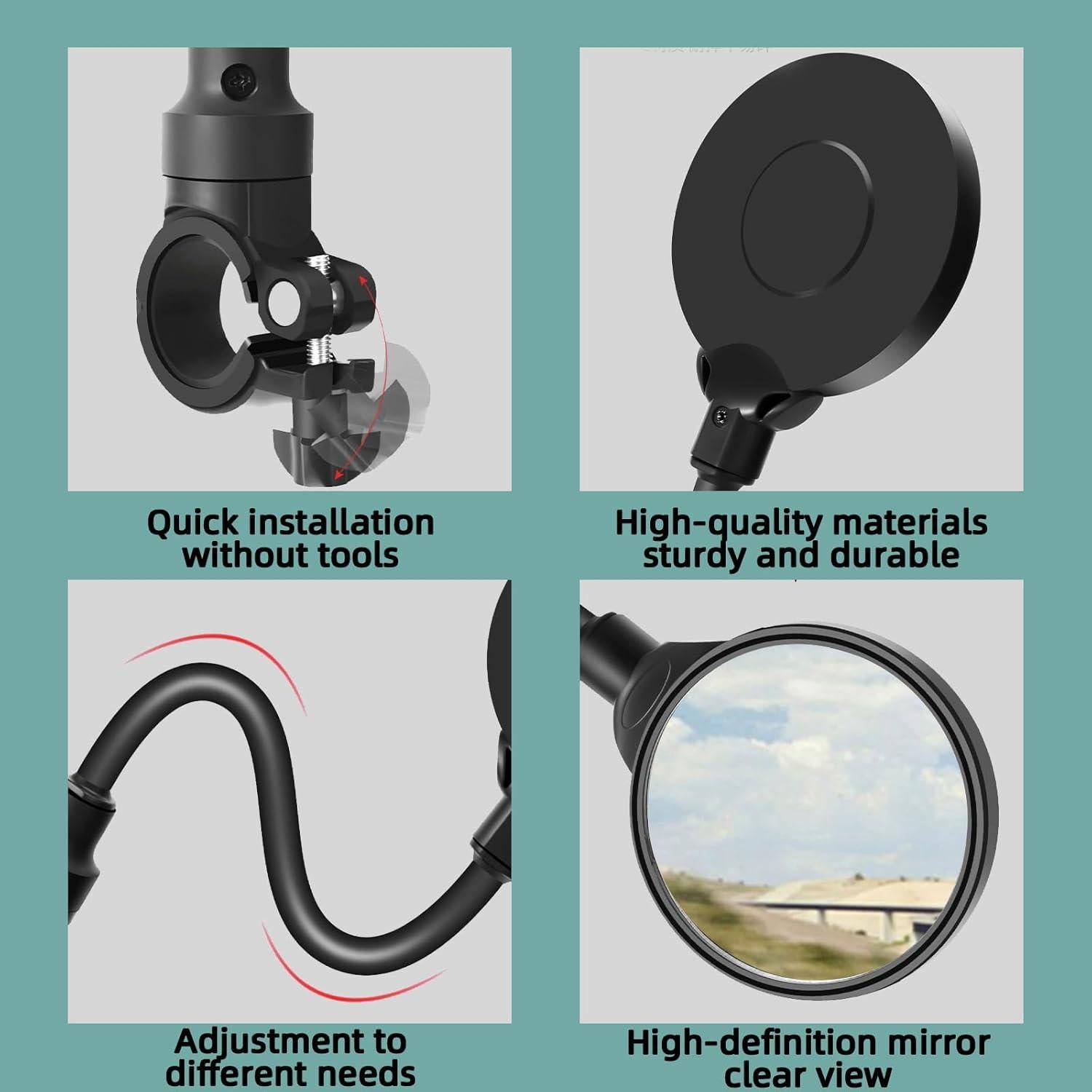 Espejo Convexo de Bicicleta YISUGOOC con Timbre Ajustable