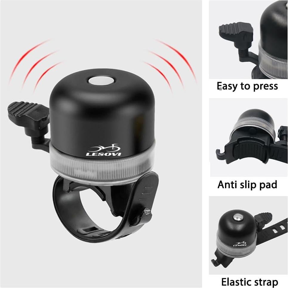 Campana de Bicicleta LESOVI con Luz RGB y Montaje en Manillar