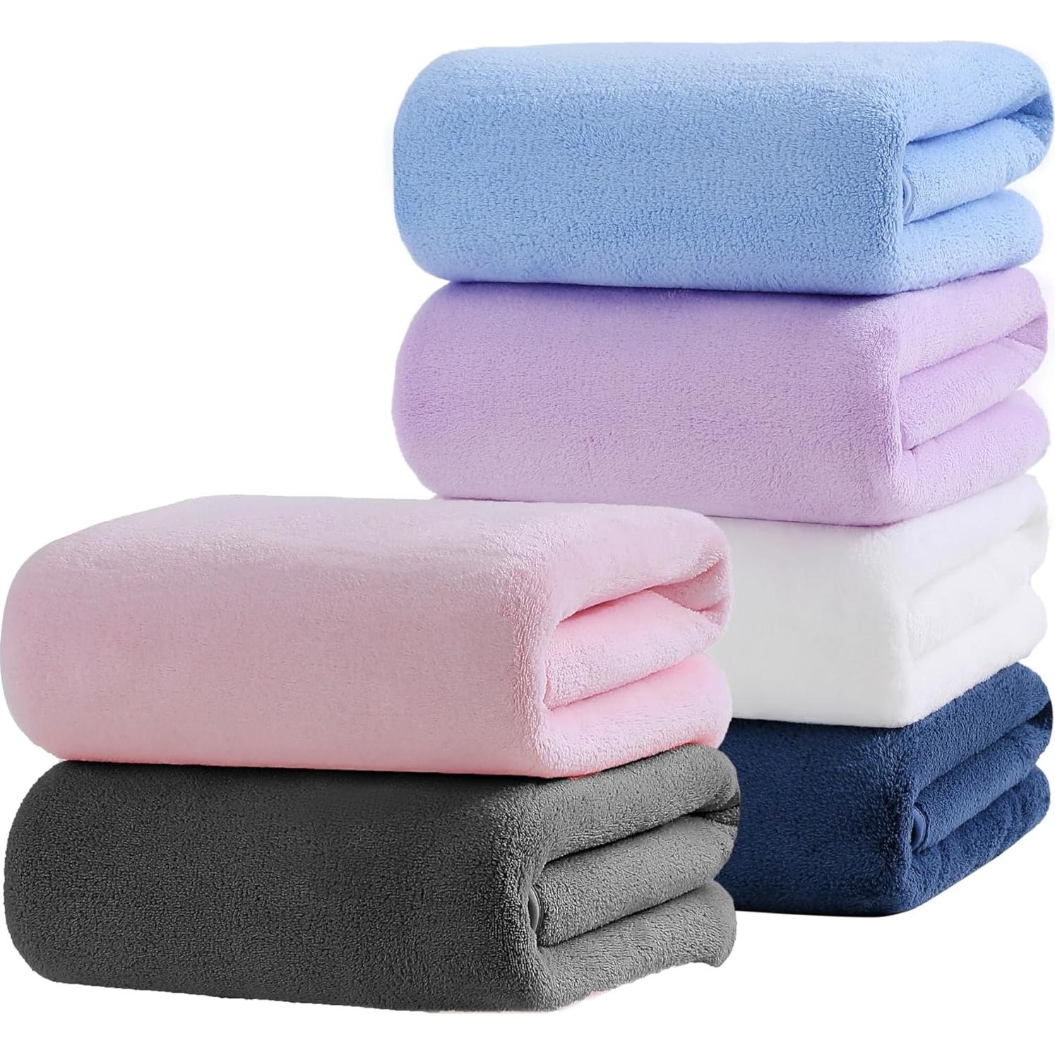 Toallas de baño de microfibra Aibaser 6 piezas 71x142 cm