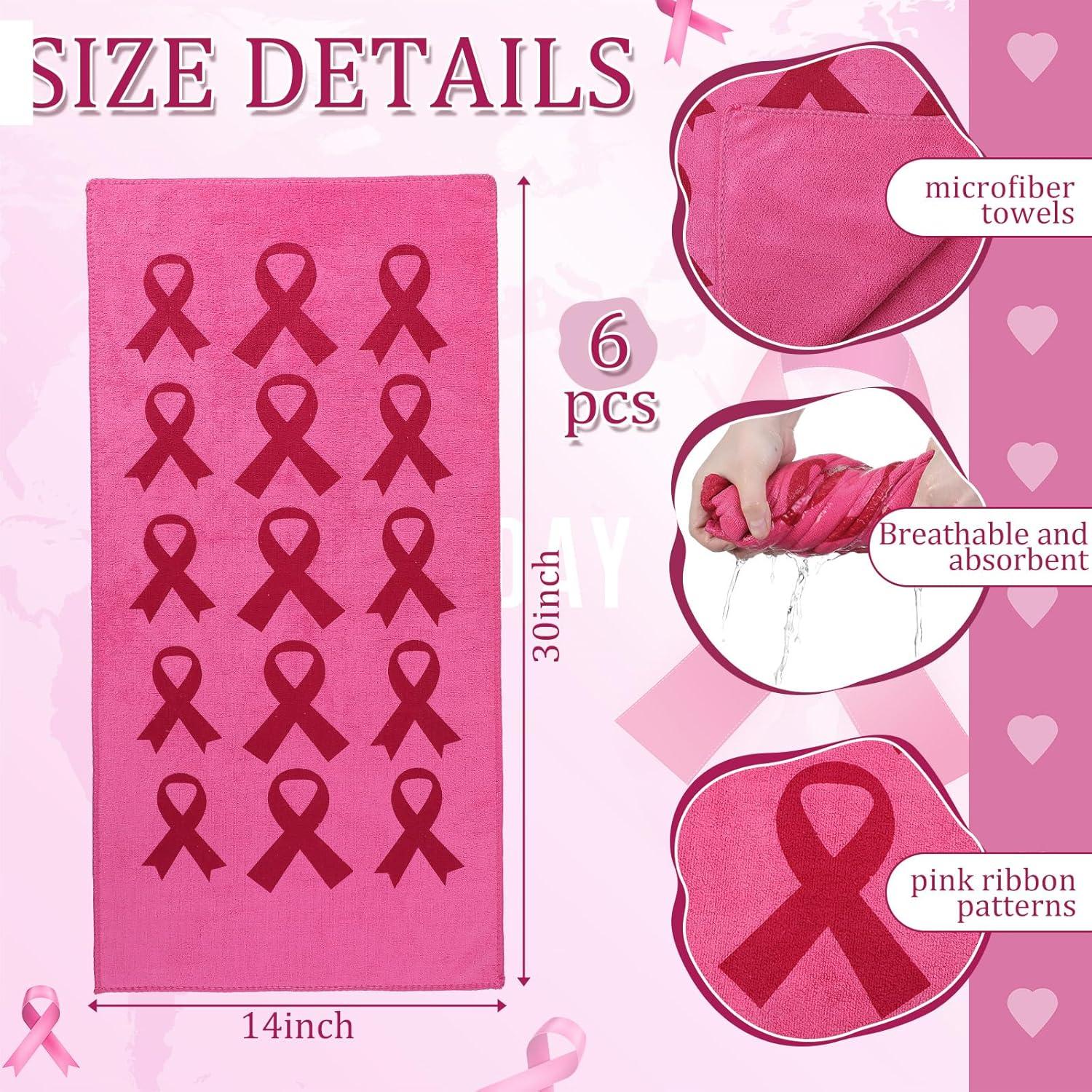 Toallas de Microfibra Rosa Cotwinter para Conciencia Cáncer Mama - 6 Pcs