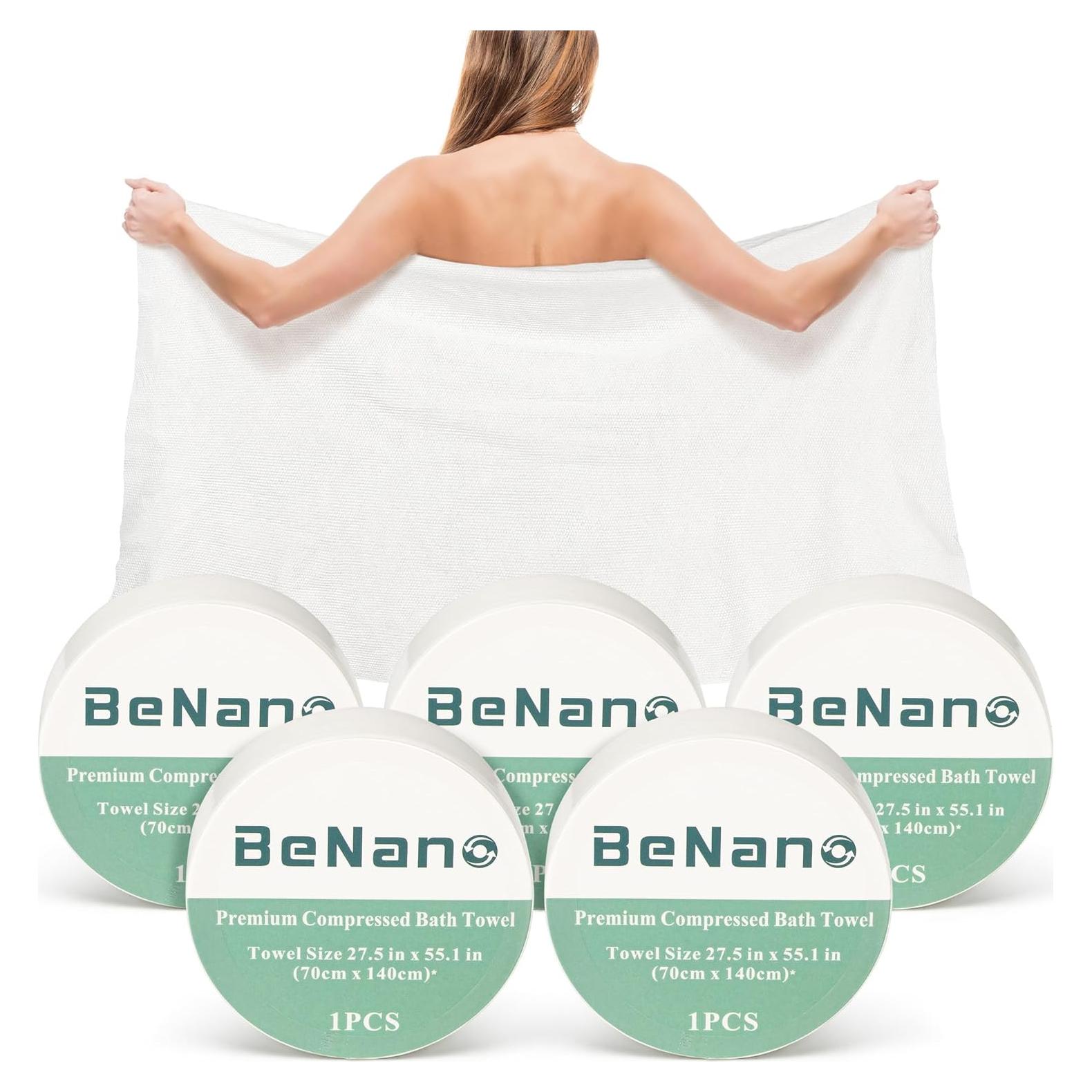 Toallas Comprimidas Desechables Benano 140x70 cm - 5 Paquetes