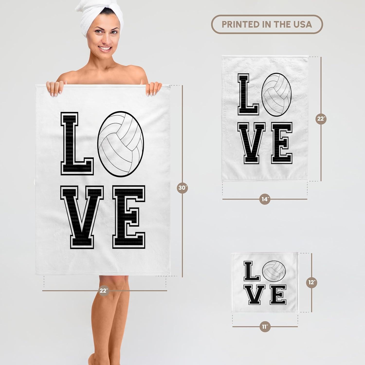 Toalla de Mano 3dRose Impresión de Amor Voleibol 38x56 cm