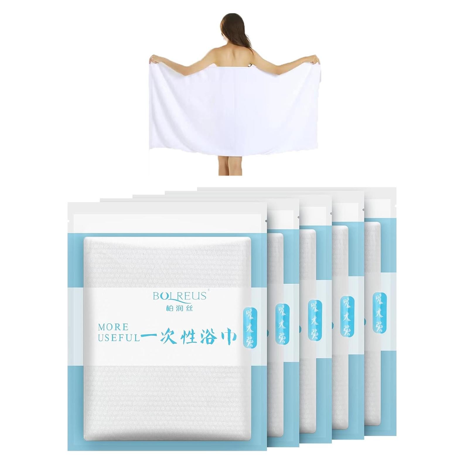 Toalla Comprimida Grande Eamecl 140x71 cm Algodón 5 Pcs