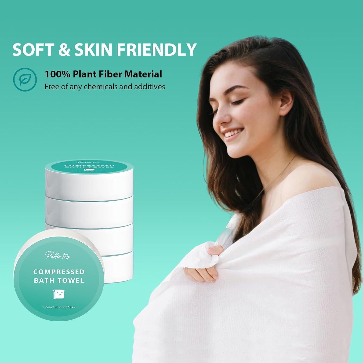 Toallas Comprimidas de Baño PUFFIN TRIP 139.7x69.8cm 5 Unidades