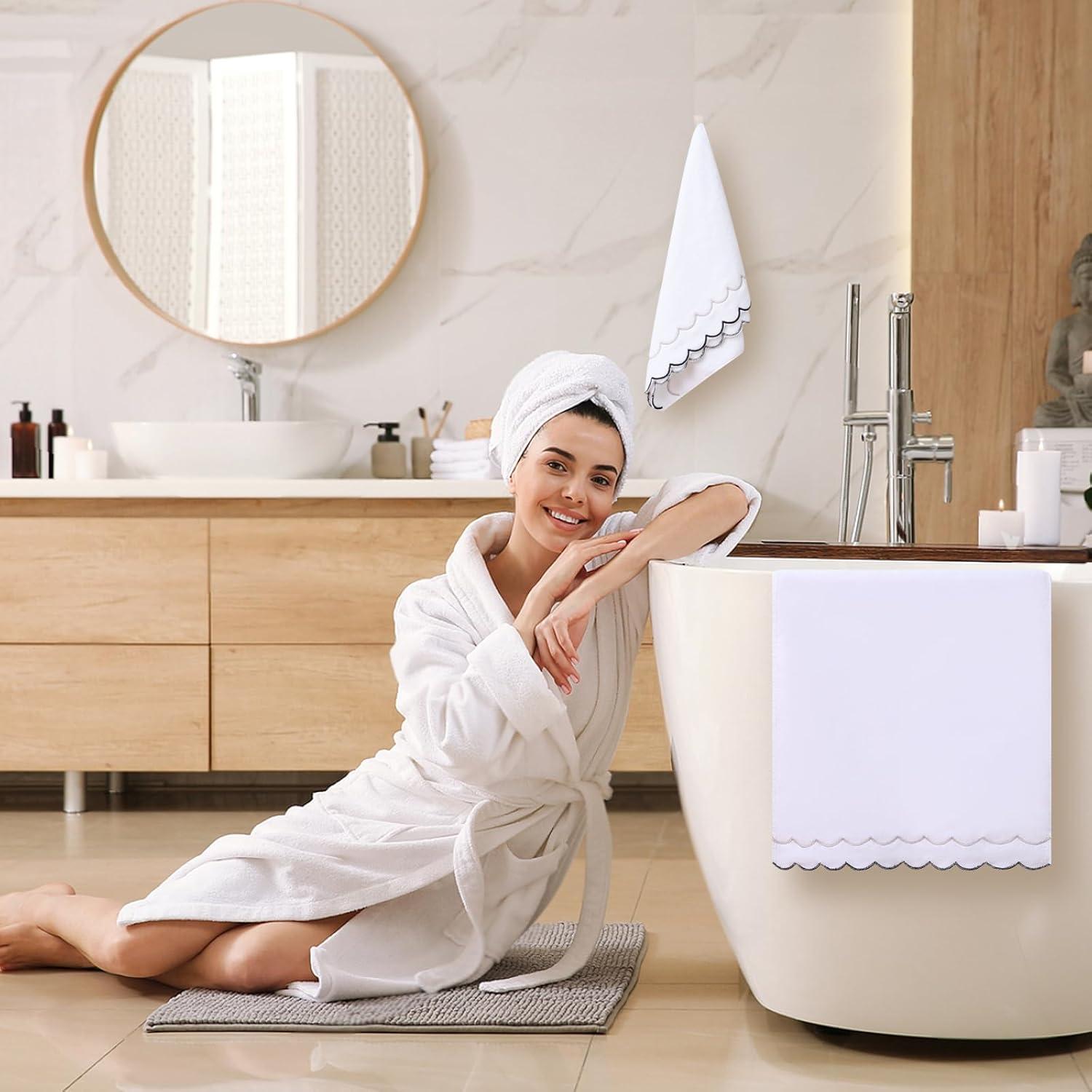 Juego de 2 Toallas de Mano 100% Algodón RRBXIA Gris y Negro 600 GSM