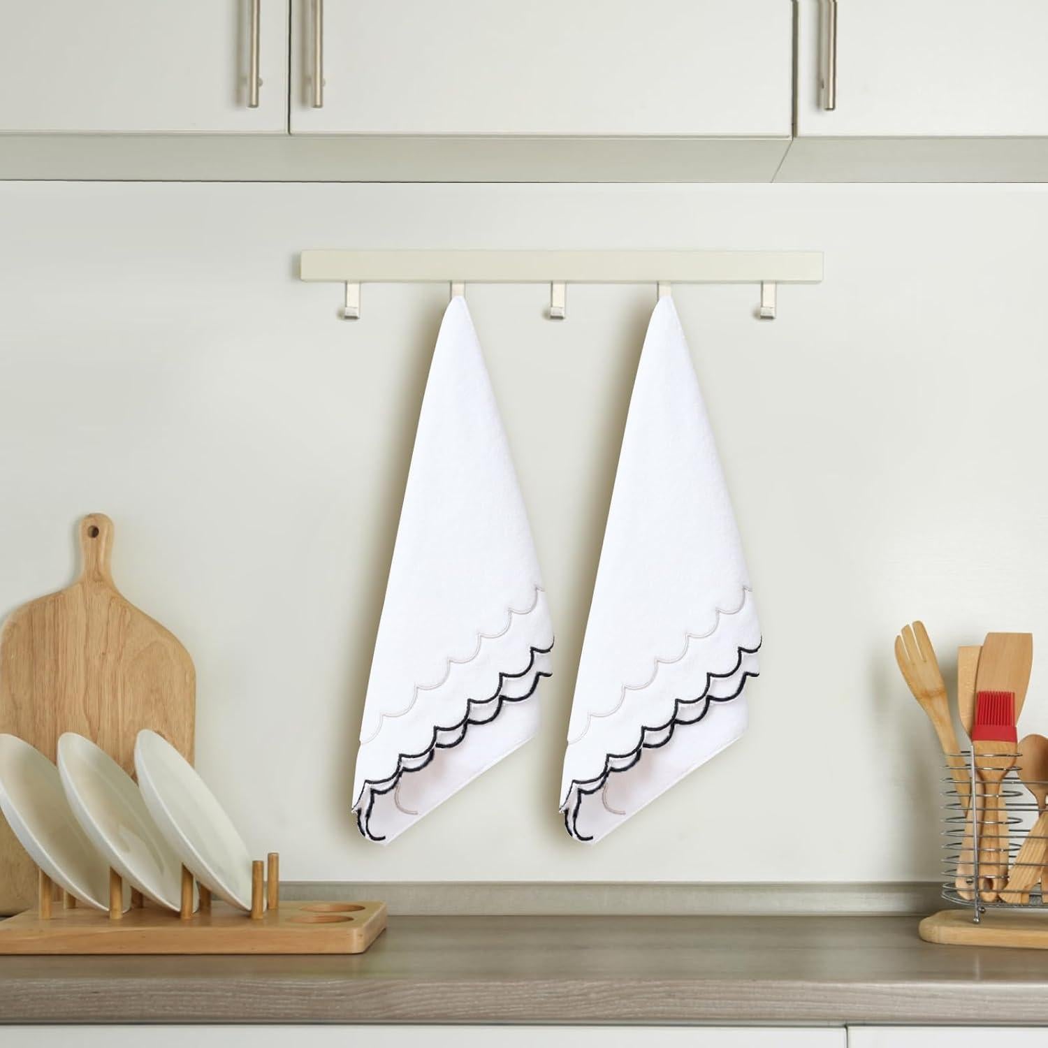 Juego de 2 Toallas de Mano 100% Algodón RRBXIA Gris y Negro 600 GSM