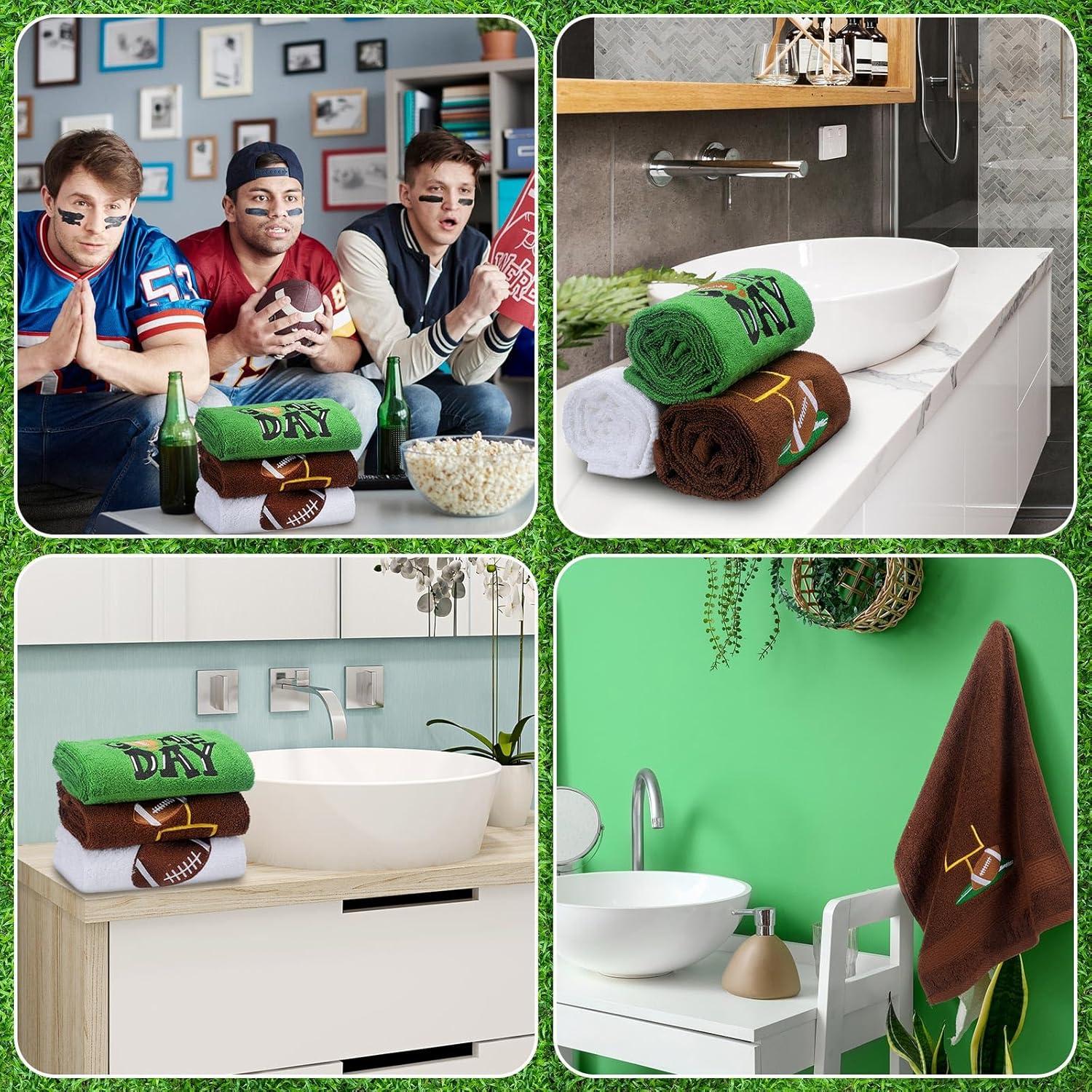 3 Toallas de Mano Bordadas de Fútbol SmoothNovelty 35x75cm