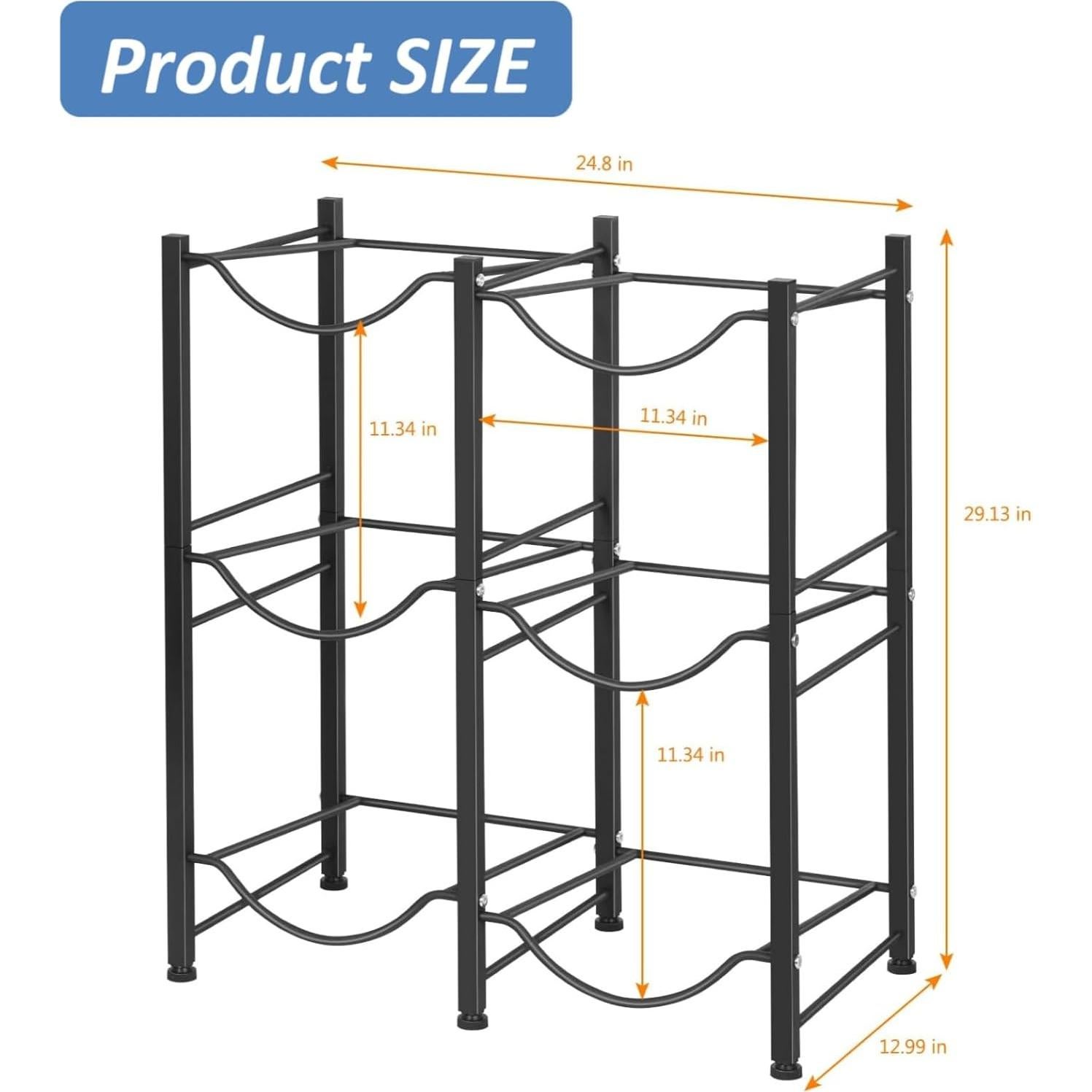 Soporte para Botellas de Agua LIANTRAL 3 Niveles Negro 6 Espacios