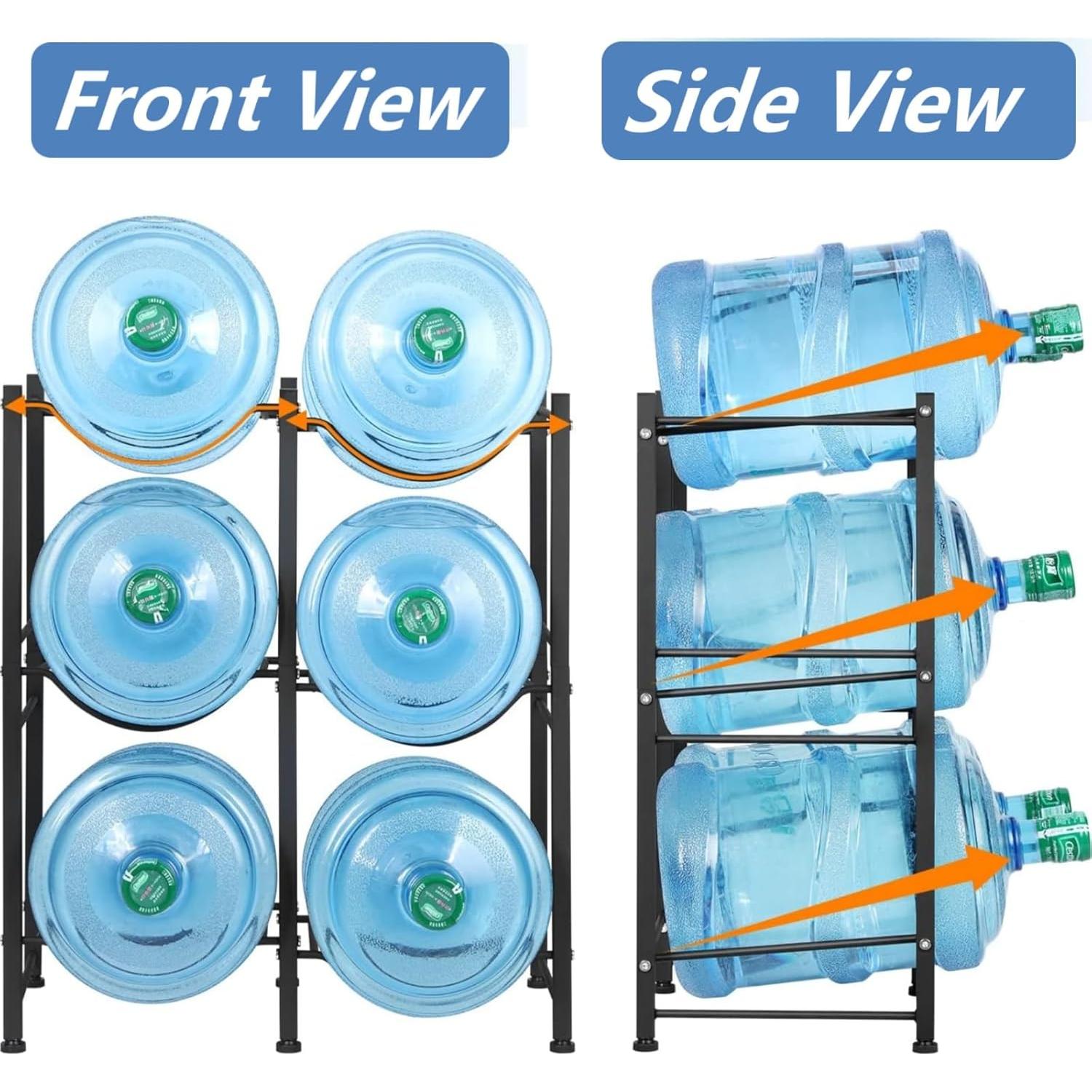Soporte para Botellas de Agua LIANTRAL 3 Niveles Negro 6 Espacios