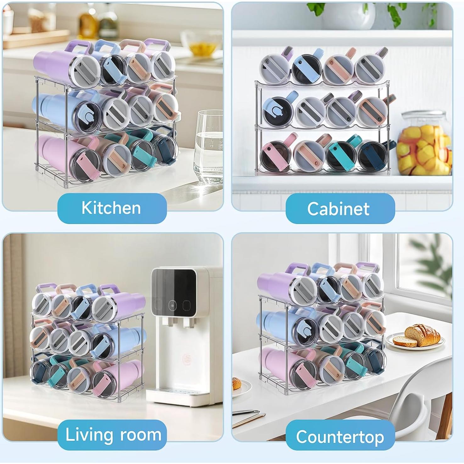 Organizador de Botellas de Agua Amaoot - Soporte Apilable 3 Pzas