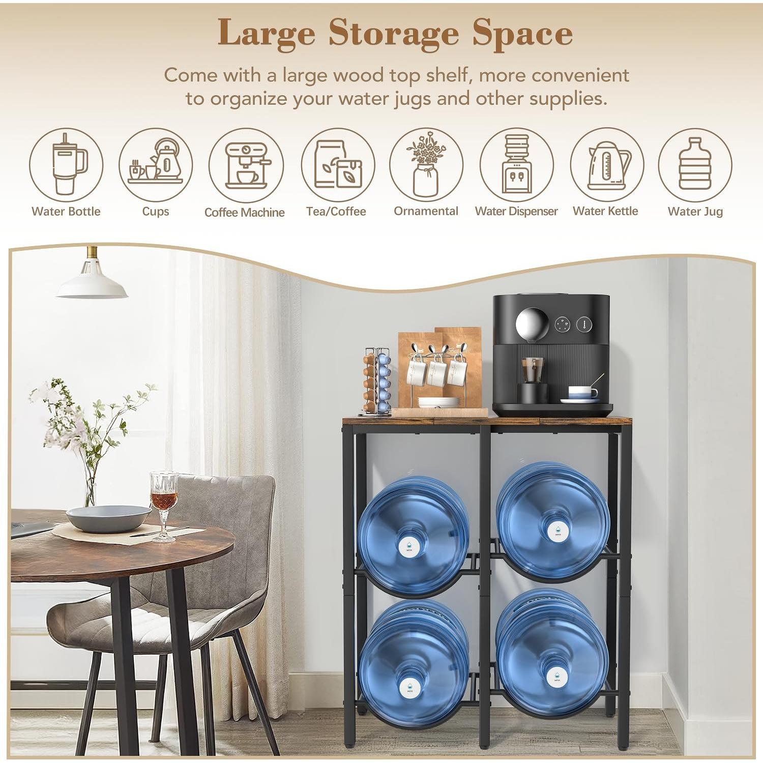 Soporte para Jarras de Agua VINAEMO 5 Galones con Estante de Madera