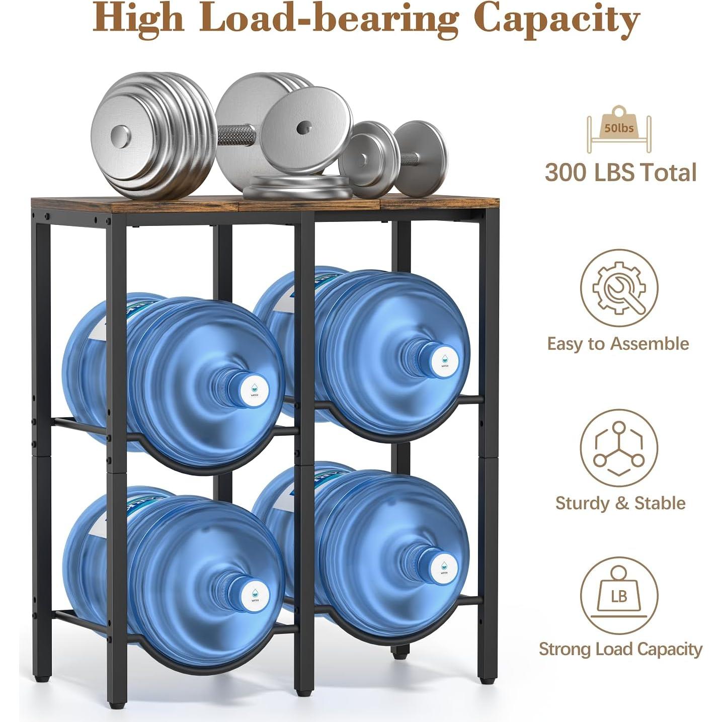 Soporte para Jarras de Agua VINAEMO 5 Galones con Estante de Madera