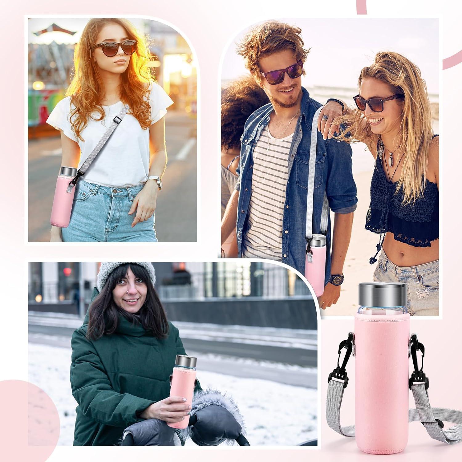 Soporte para Botella de Agua Neopreno FillTouch Rosa 6.7x18cm