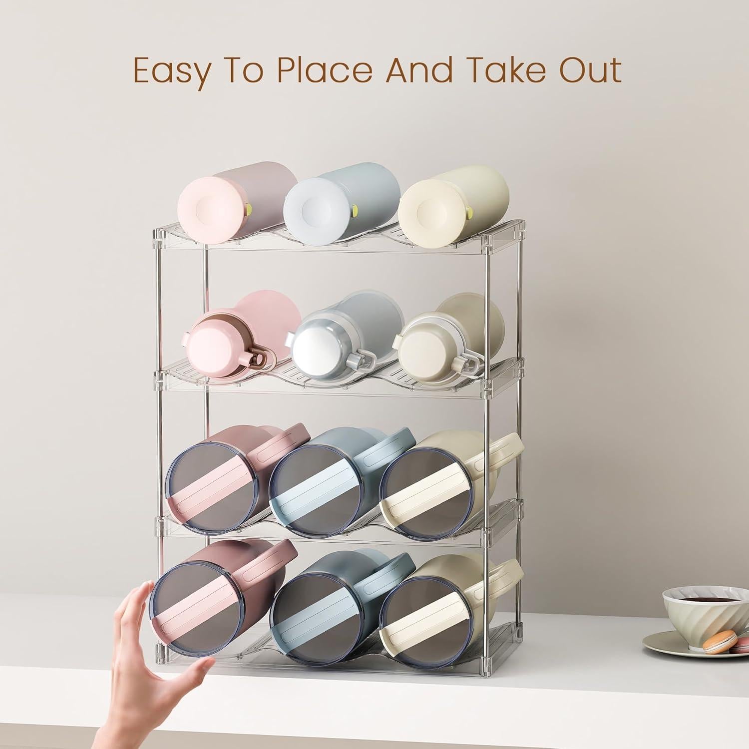 Soporte apilable para botellas LAMU 4 niveles transparente 12 vasos