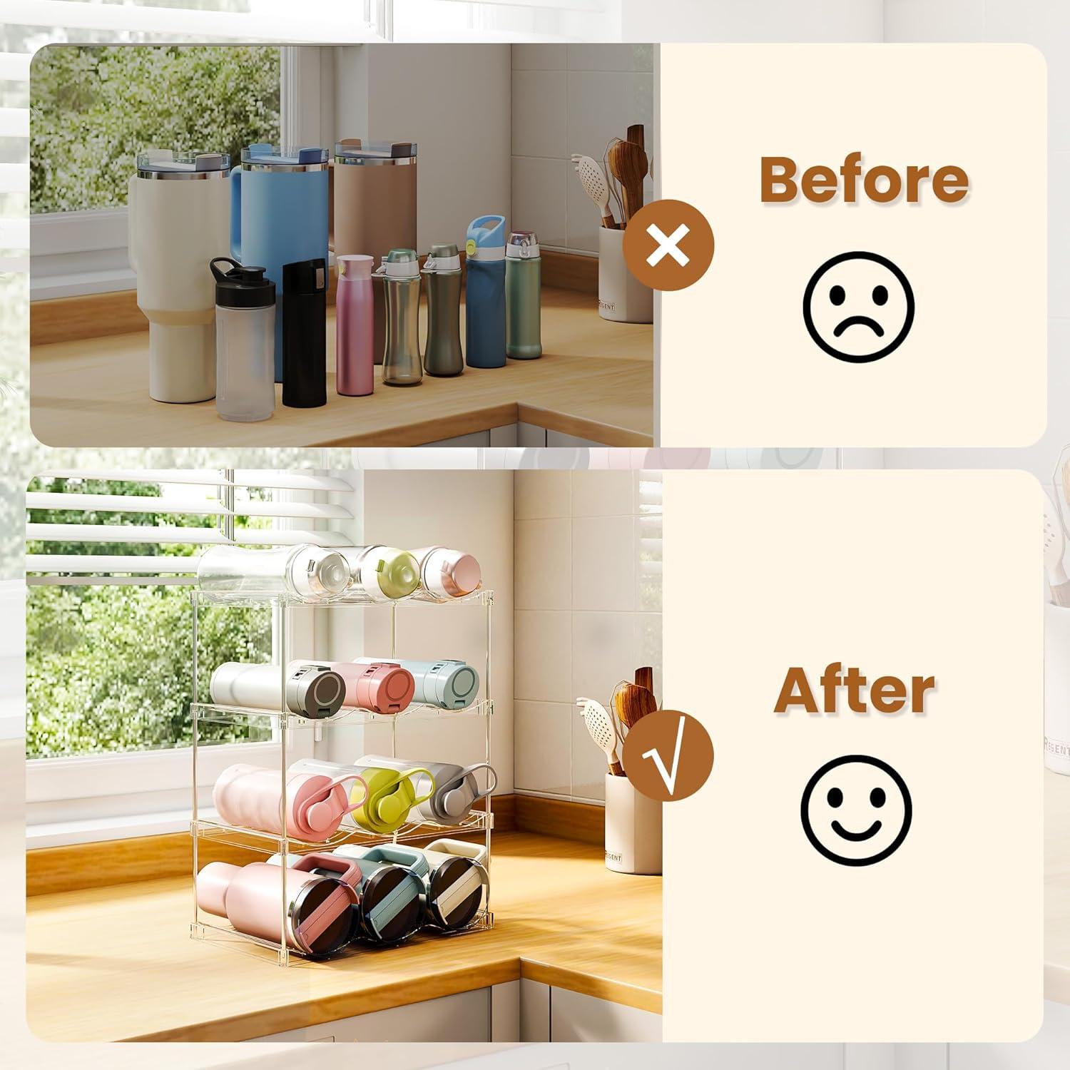 Soporte apilable para botellas LAMU 4 niveles transparente 12 vasos