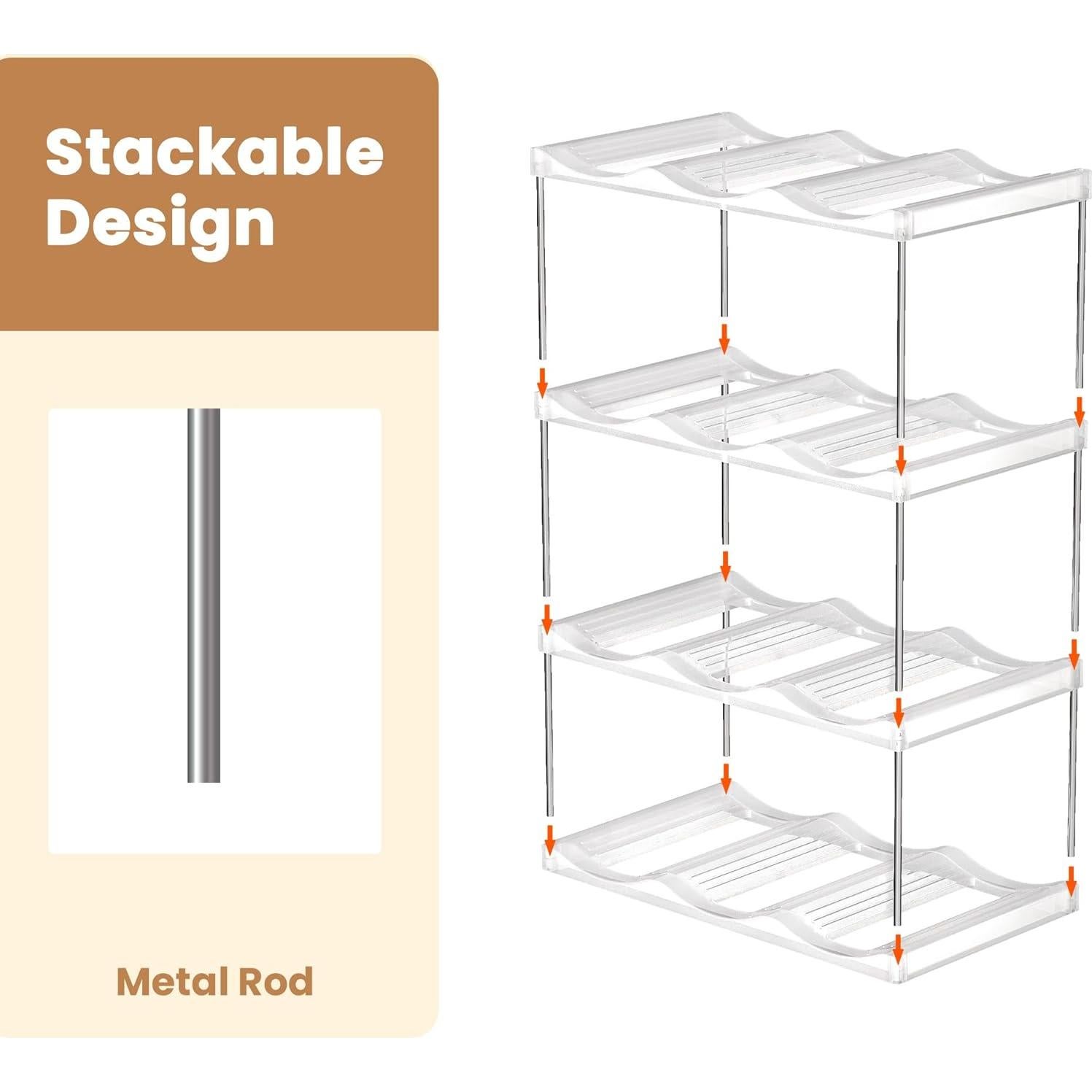 Soporte apilable para botellas LAMU 4 niveles transparente 12 vasos