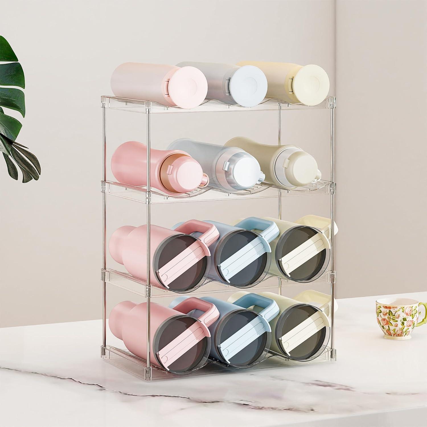 Soporte apilable para botellas LAMU 4 niveles transparente 12 vasos