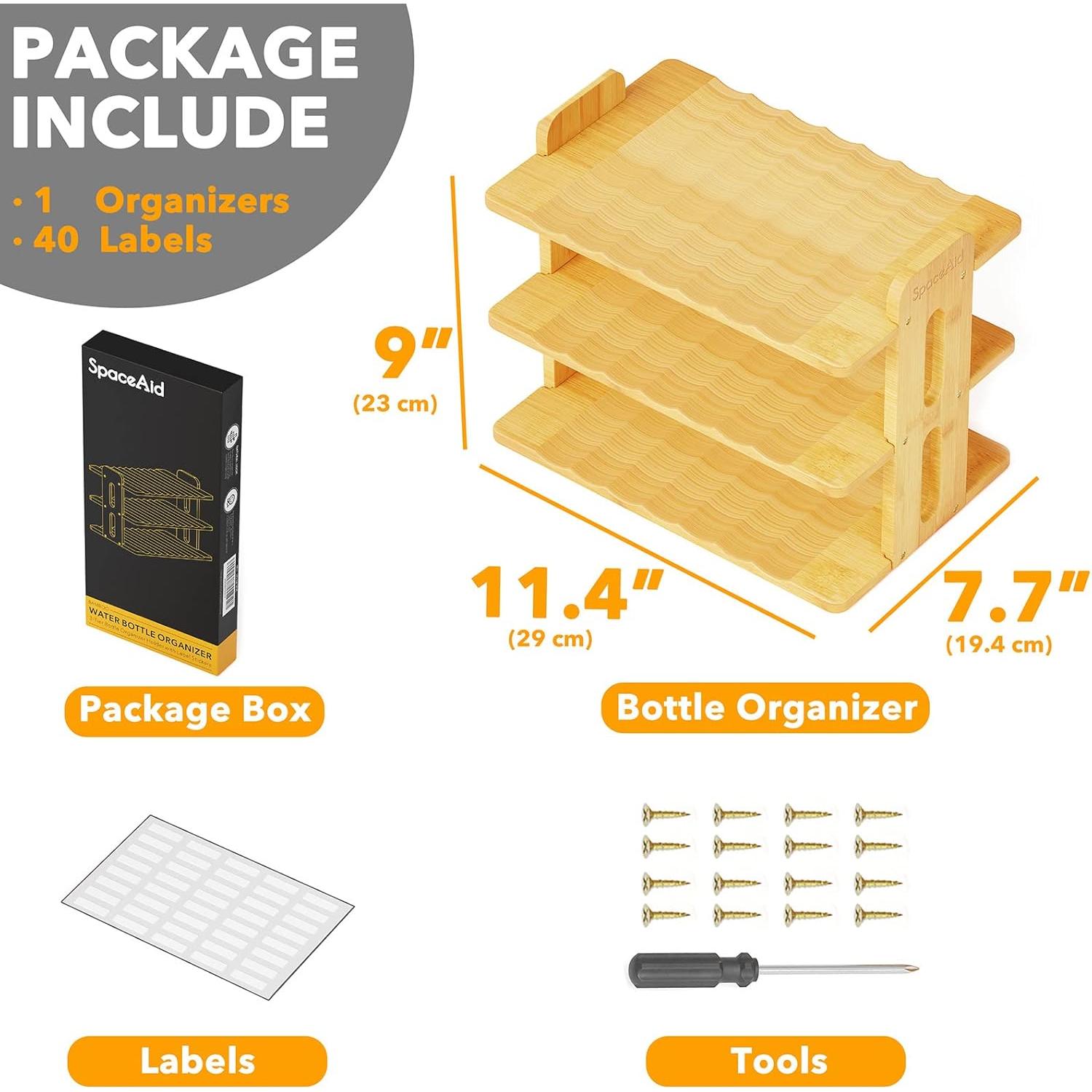 Organizador de Botellas de Agua SpaceAid de Bambú 3 Niveles