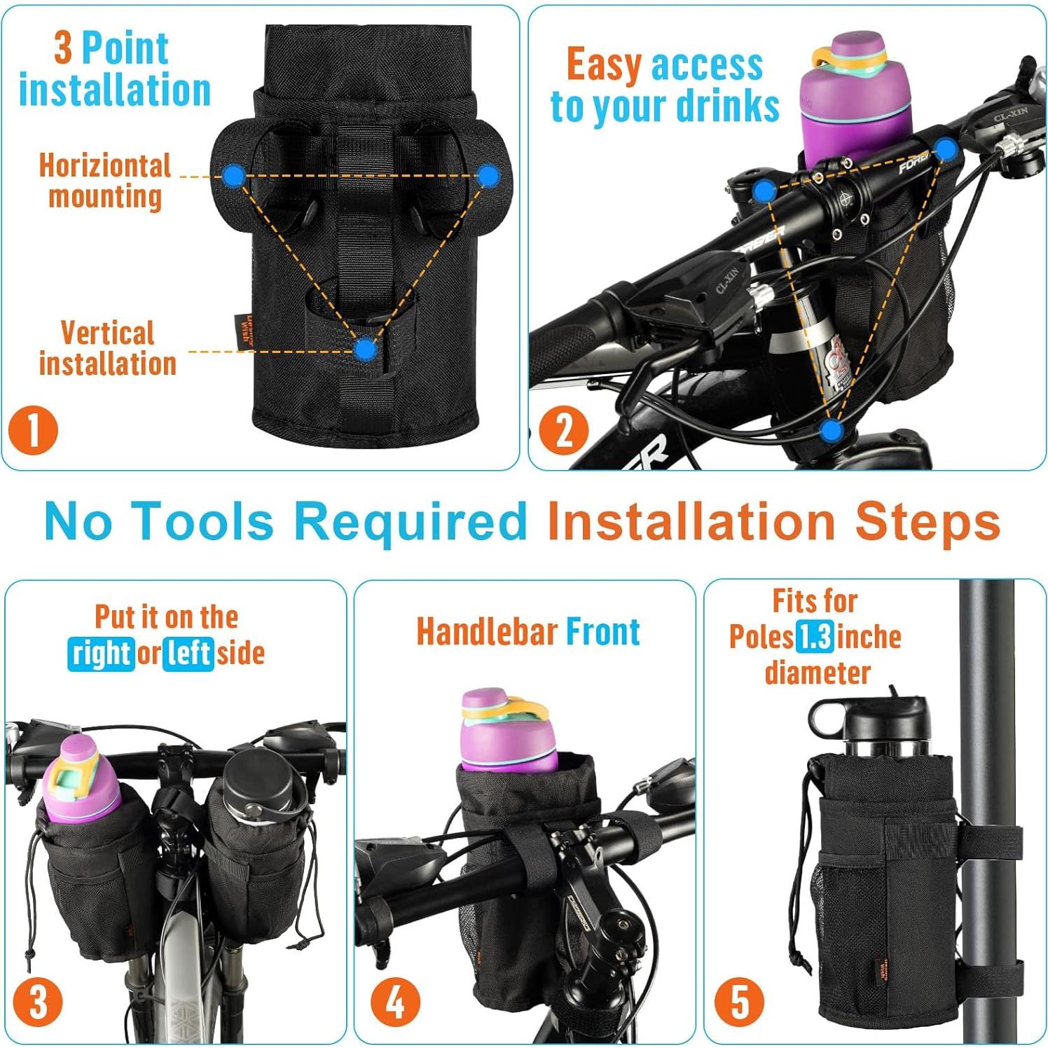 Soporte para Botella de Agua Desing Wish 24-32 oz Negro Delgado