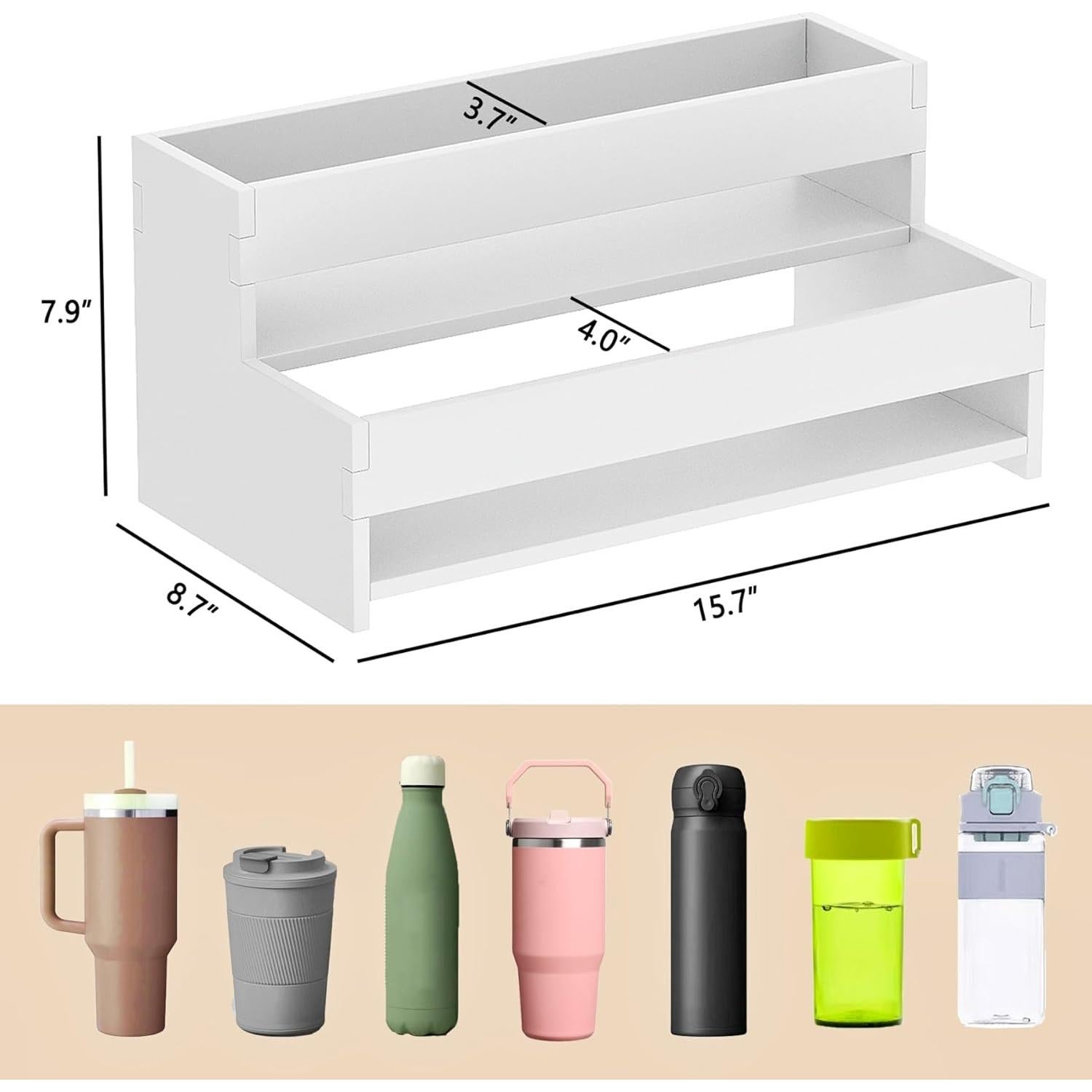Organizador de Botellas de Agua Yeavs 2 Niveles Blanco 39.9 cm