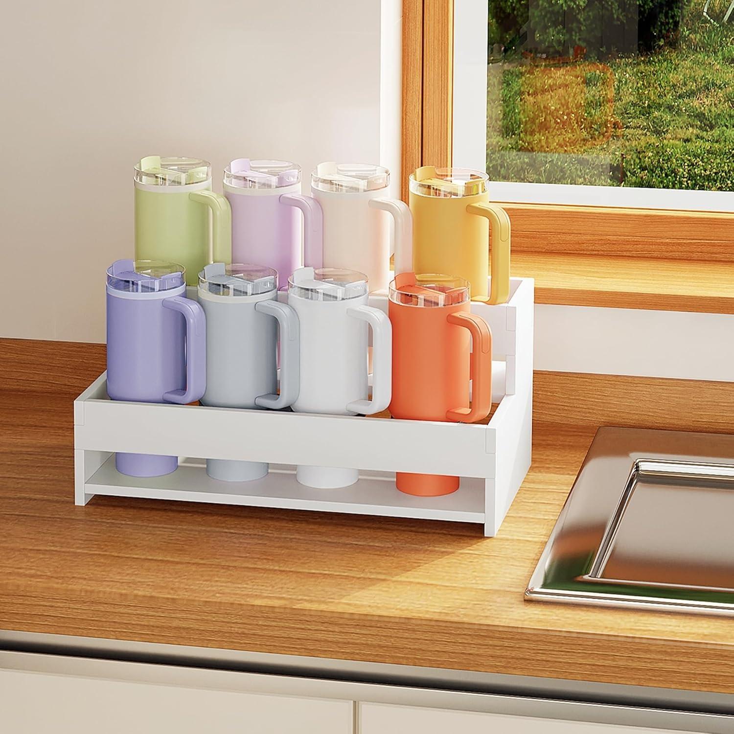 Organizador de Botellas de Agua Yeavs 2 Niveles Blanco 39.9 cm