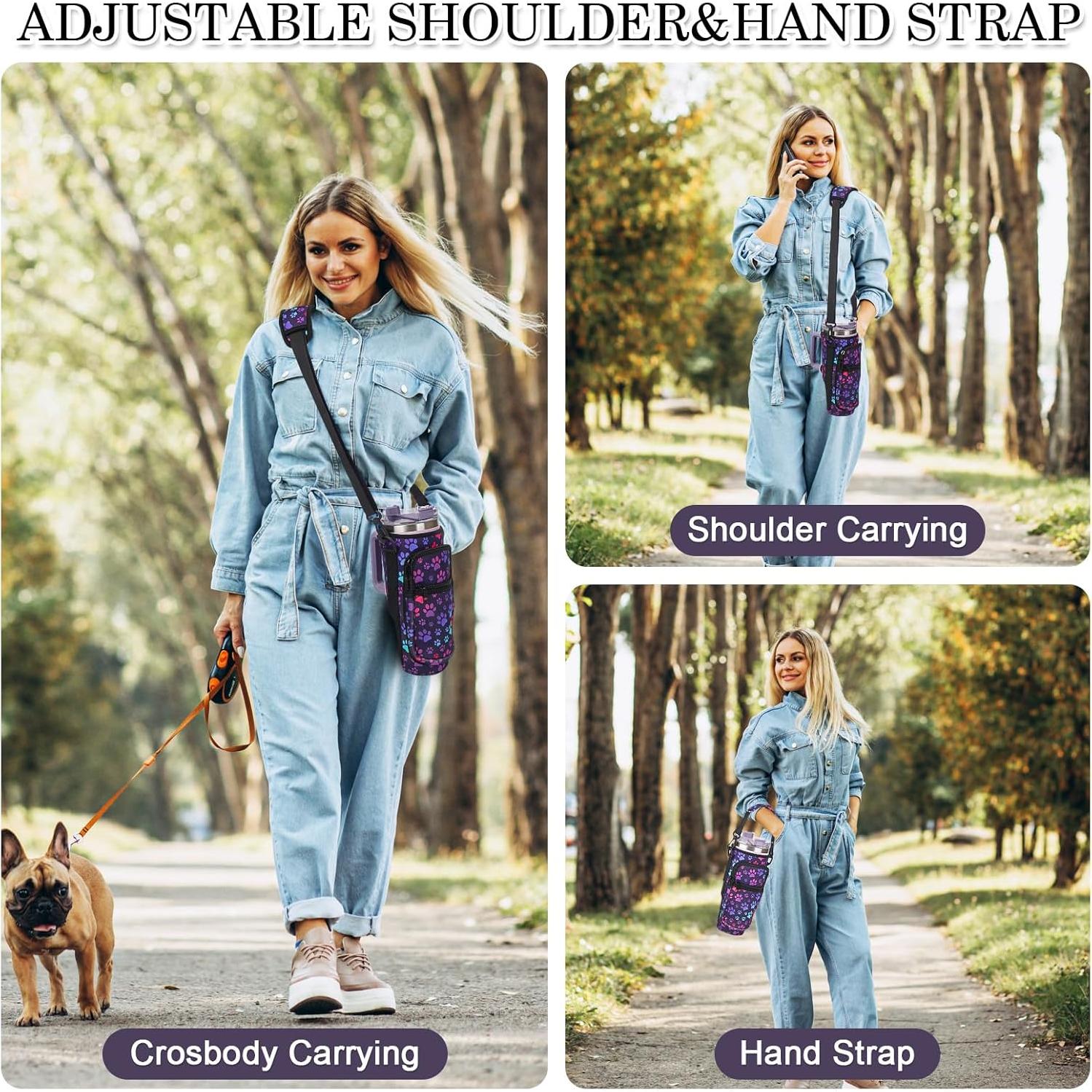 Bolsa Portabotellas de Agua Suogkeale 1.18L con Compartimento para Teléfono