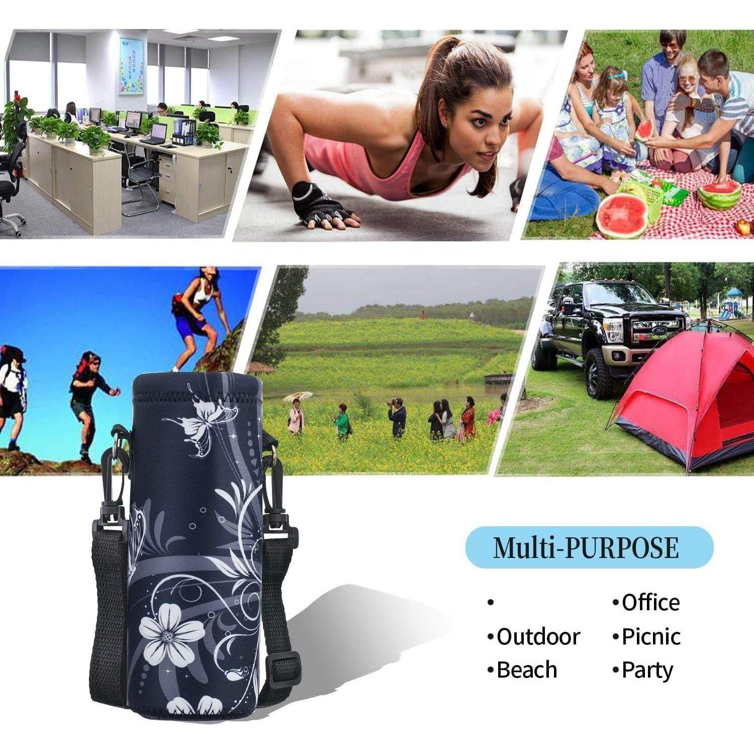 Portabotellas de Agua AUPET Neopreno 750ML/1000ML Correa Ajustable