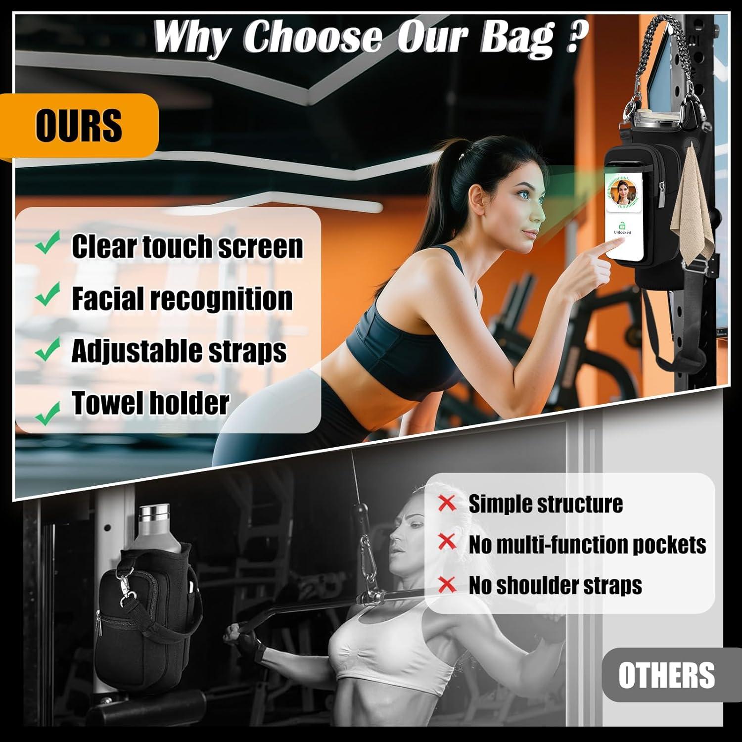 Bolsa de Gimnasio Magnética SLEVIO para Botella de Agua 0.53-1.18L