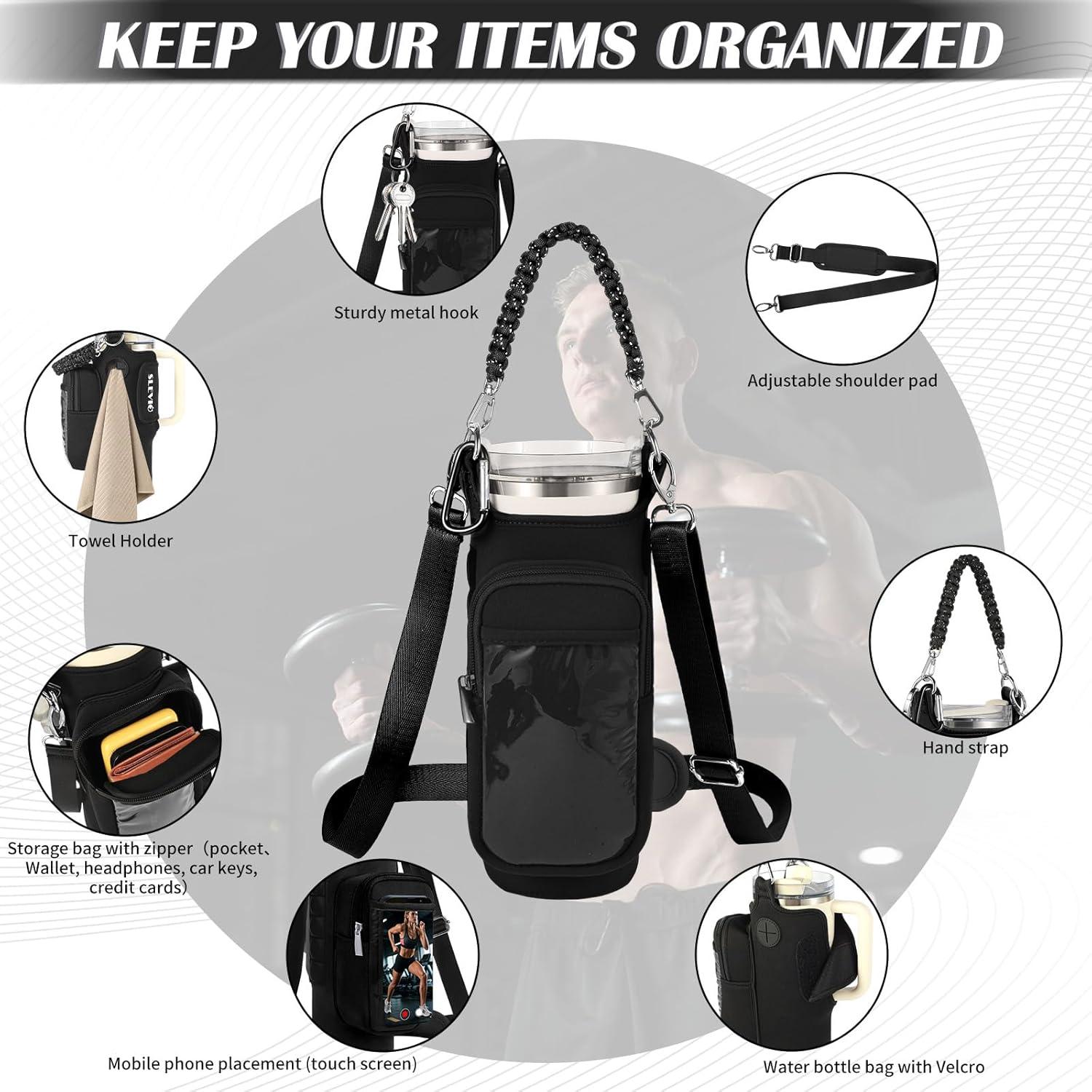 Bolsa de Gimnasio Magnética SLEVIO para Botella de Agua 0.53-1.18L