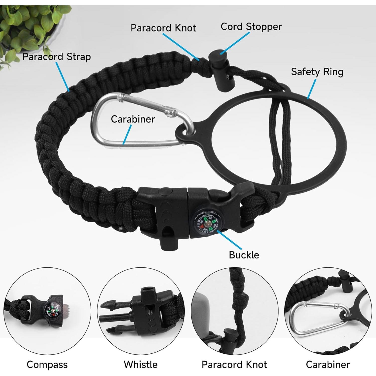 Correa de Mango Paracord SMLBJUTE para Botellas de Agua 0.35-1.89 L