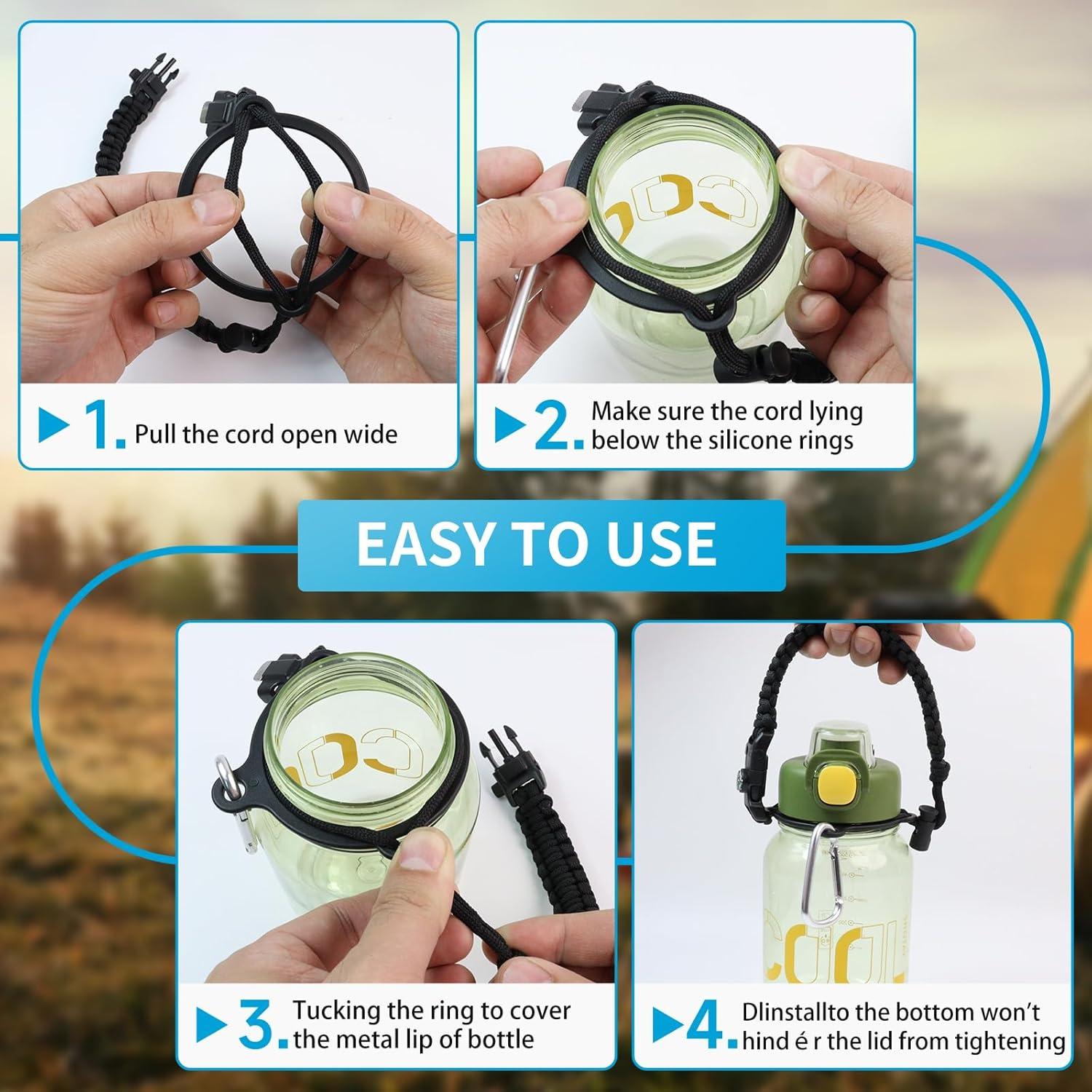 Correa de Mango Paracord SMLBJUTE para Botellas de Agua 0.35-1.89 L