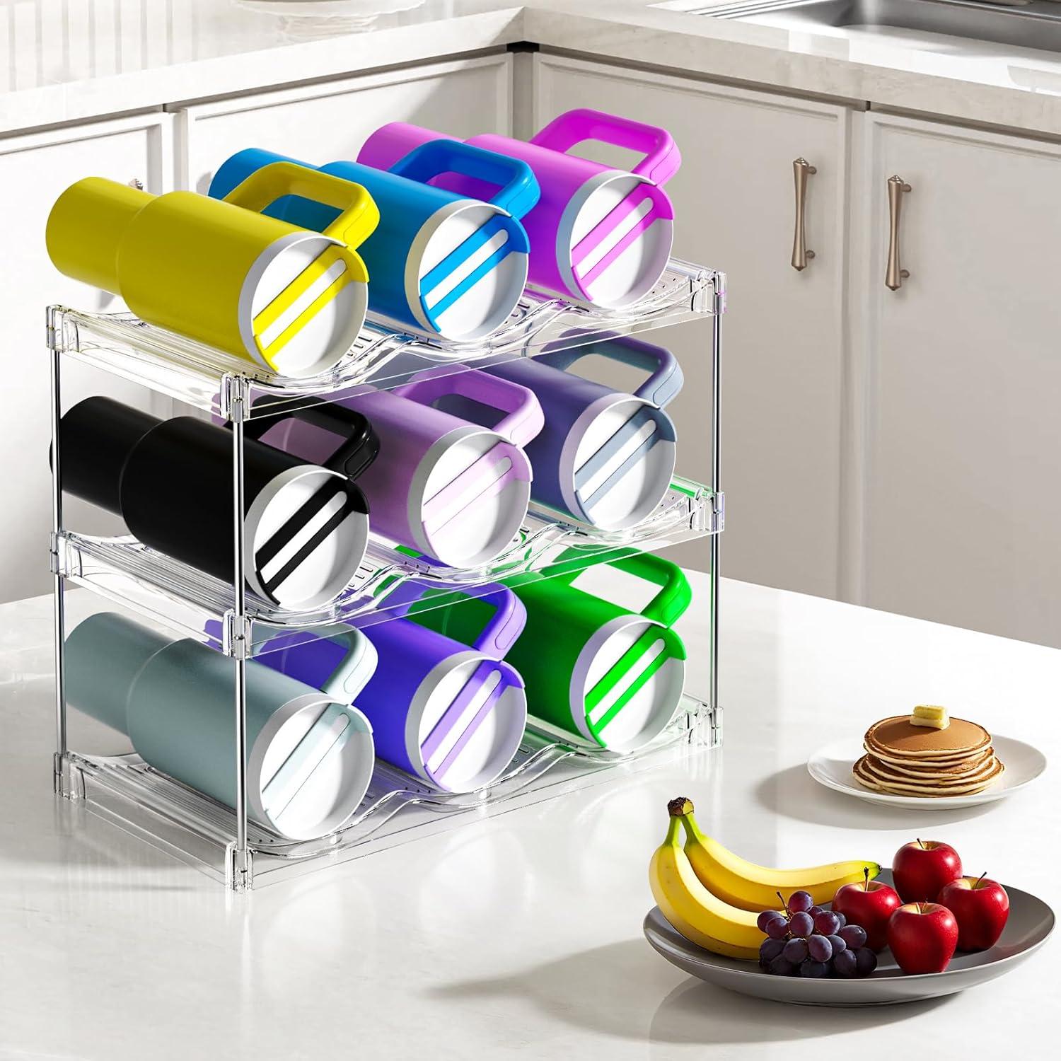 Organizador Apilable de Botellas AWGOU 3 Niveles Transparente