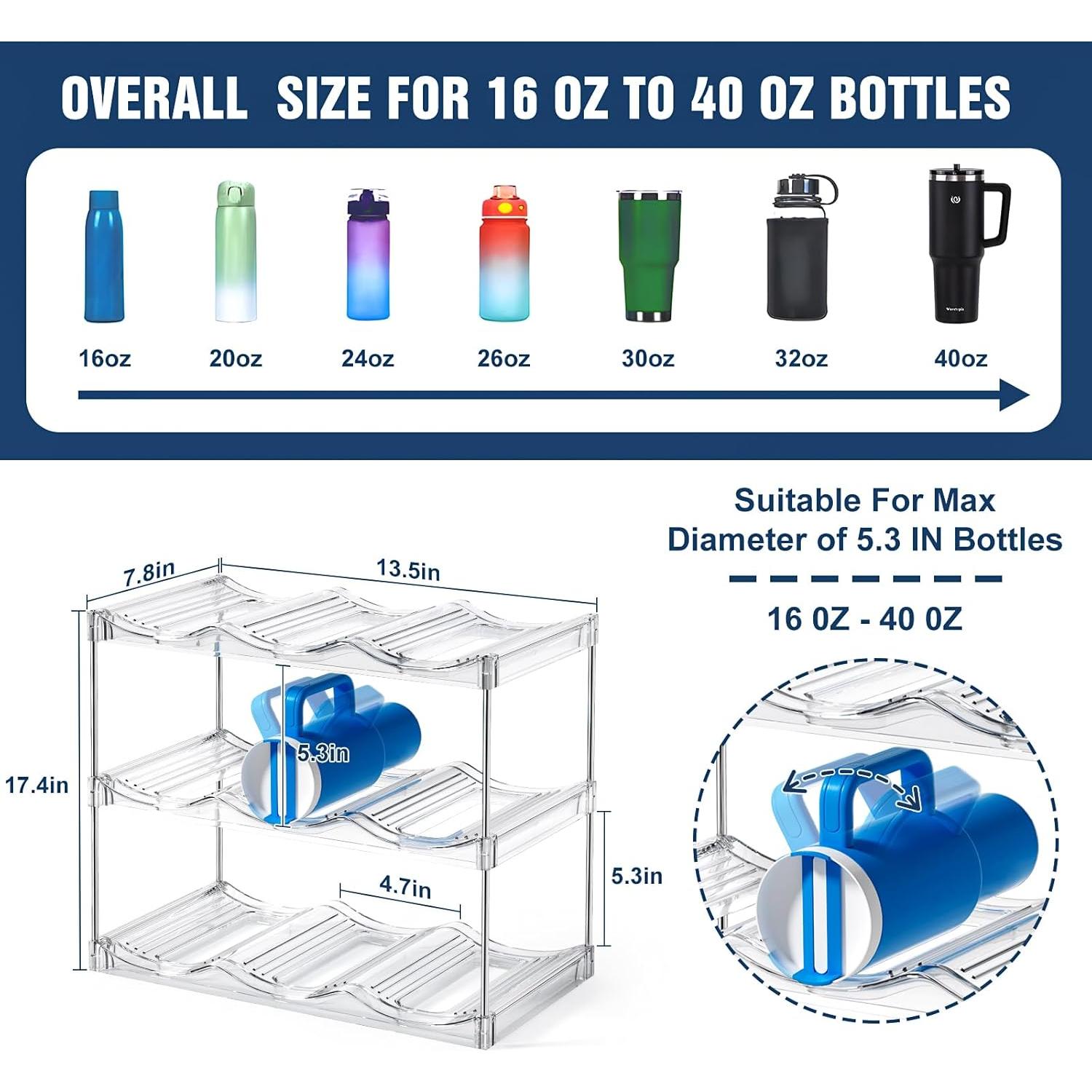 Organizador Apilable de Botellas AWGOU 3 Niveles Transparente