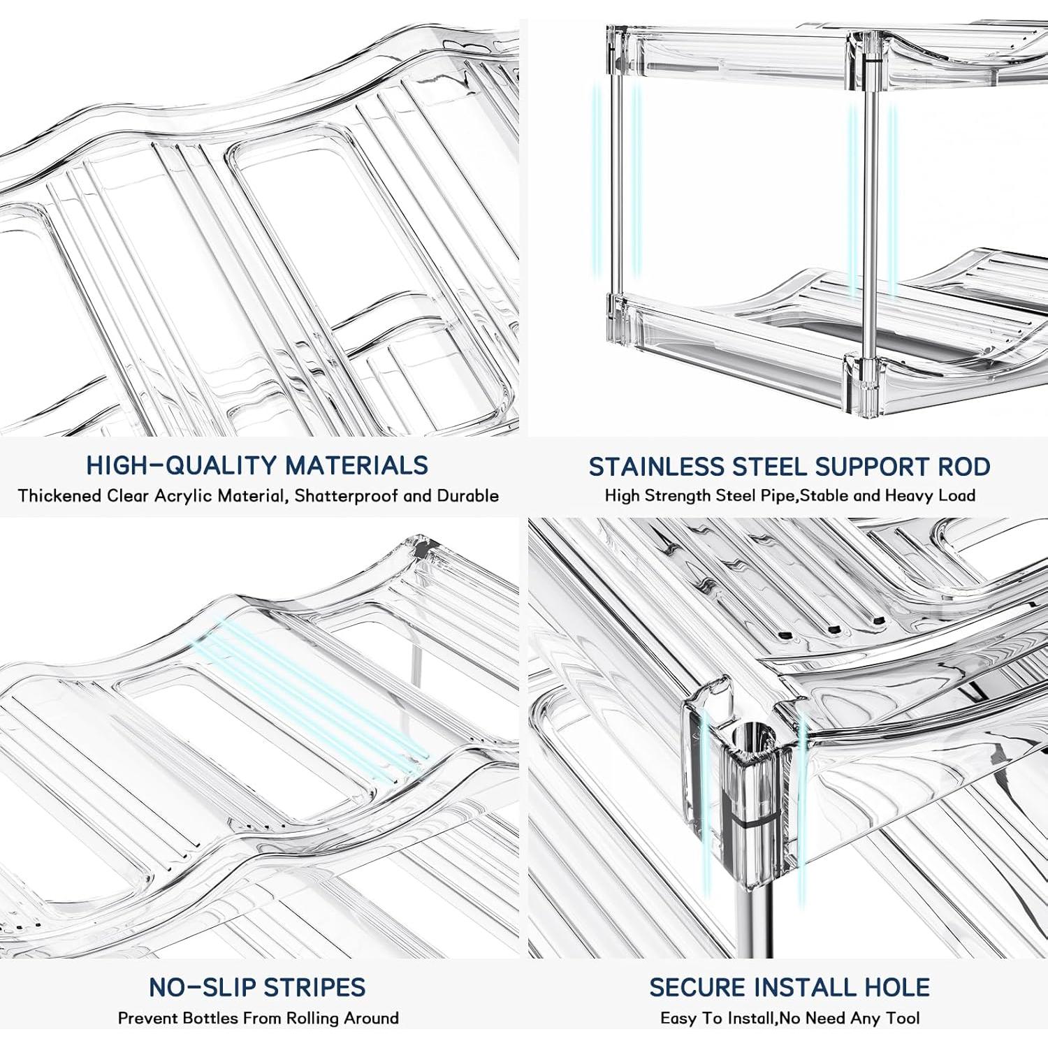 Organizador Apilable de Botellas AWGOU 3 Niveles Transparente