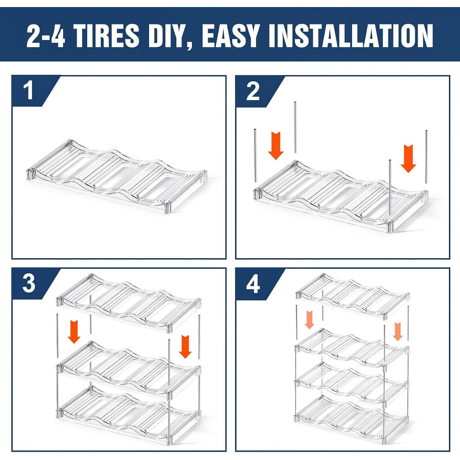 Organizador Apilable de Botellas AWGOU 3 Niveles Transparente