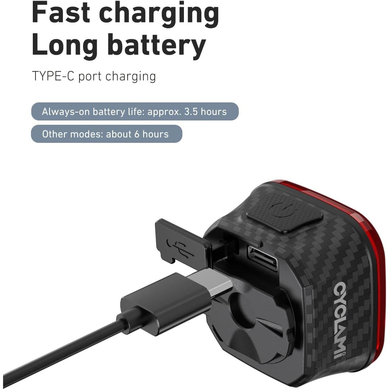 Luz Trasera Inteligente CYCLAMI 60 Lúmenes Impermeable IPX6