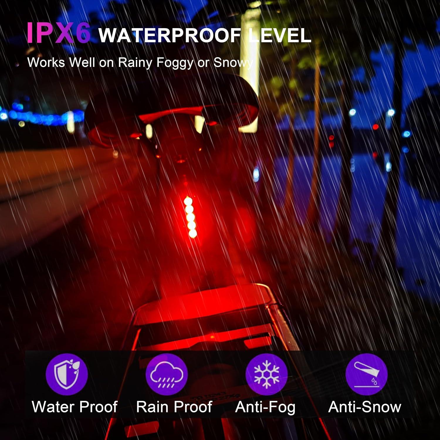 Juego de 2 luces traseras G2FS LITH IPX6 recargables USB-C