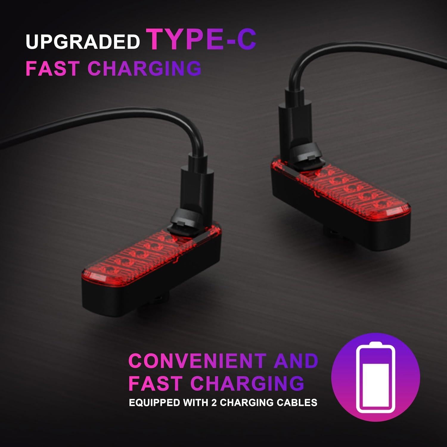 Juego de 2 luces traseras G2FS LITH IPX6 recargables USB-C