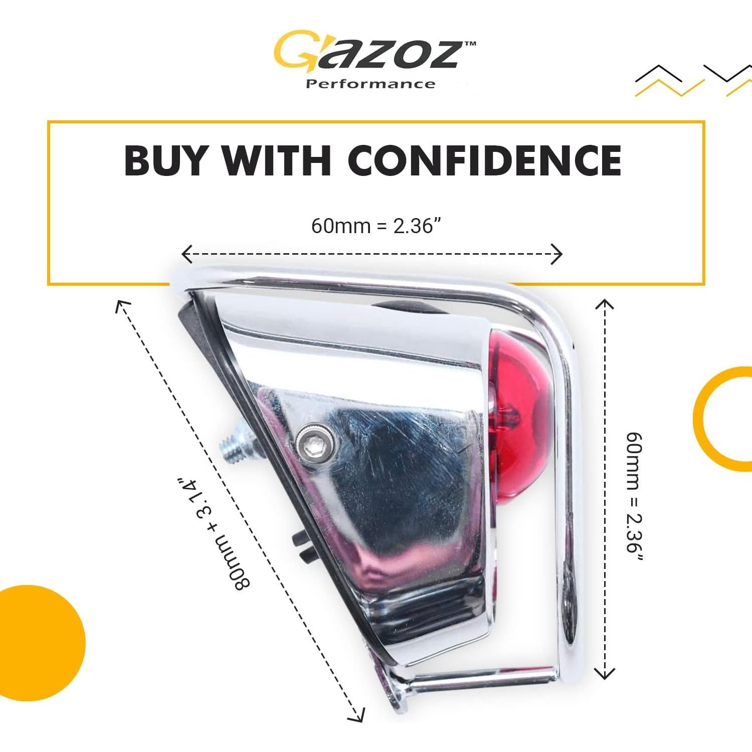 Luz Trasera LED Gazoz Performance Vintage Cromada 150 Lúmenes