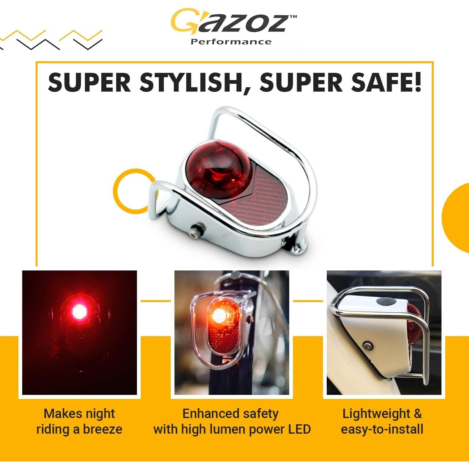 Luz Trasera LED Gazoz Performance Vintage Cromada 150 Lúmenes