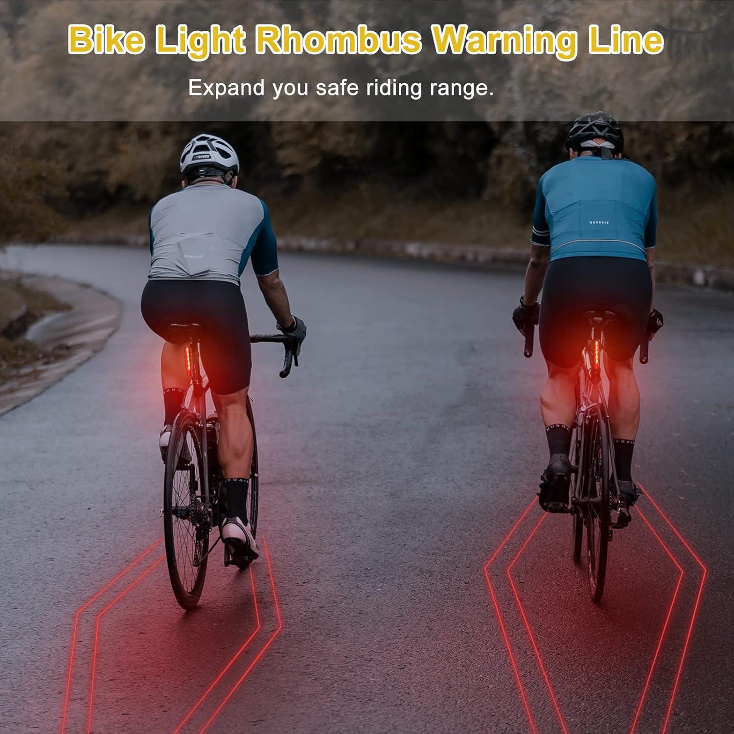 Luz Trasera Recargable WINDFIRE LED Rojo con Láser 6 Modos