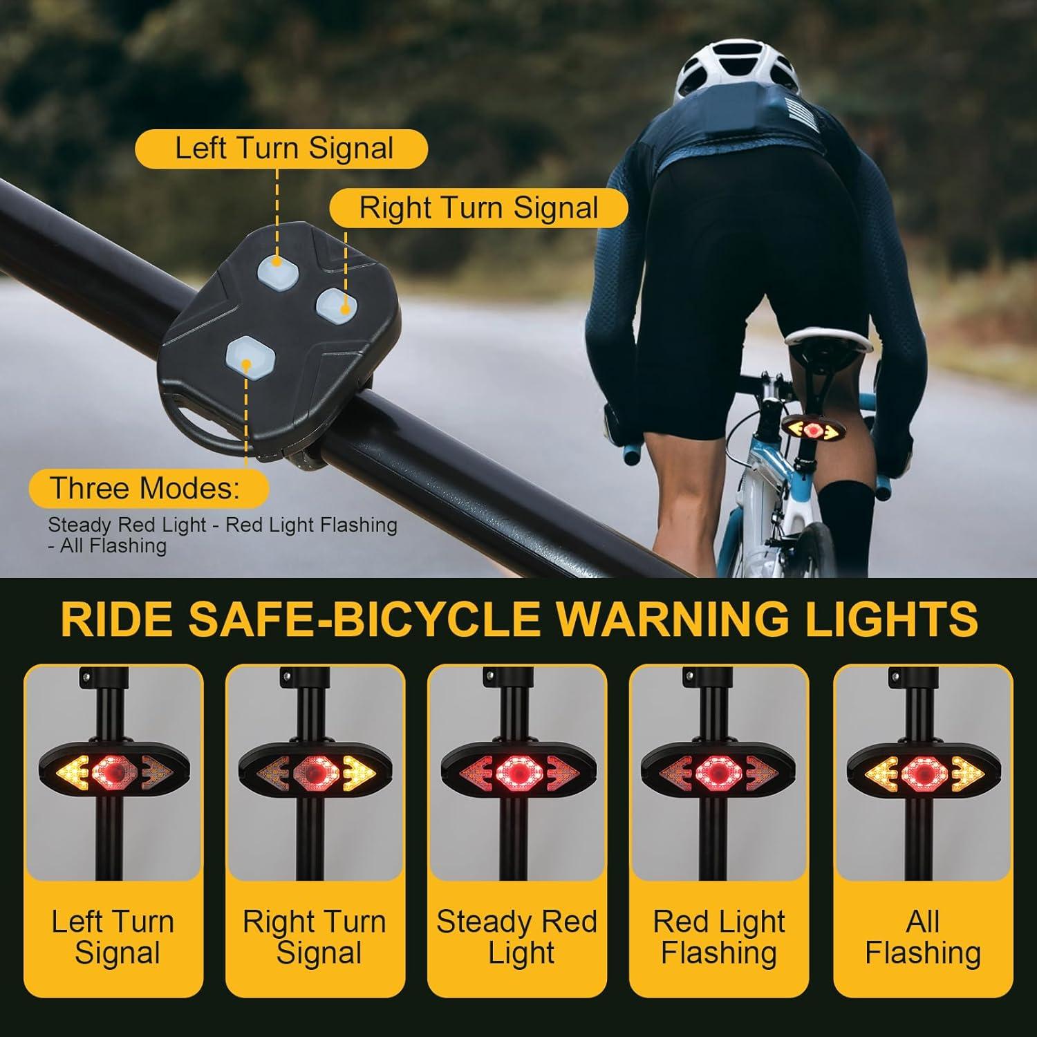 Luz Trasera JINKEY para Bicicleta con Señales de Giro USB