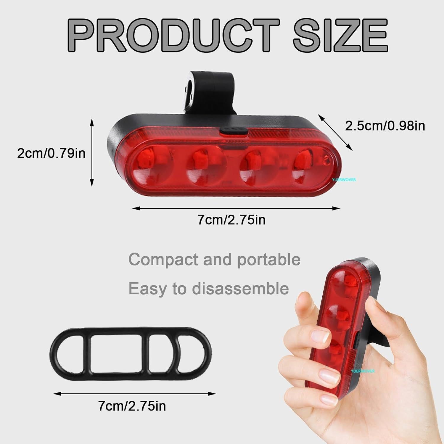 Luz Trasera LED Recargable USB-C YUERWOVER - 2 Piezas