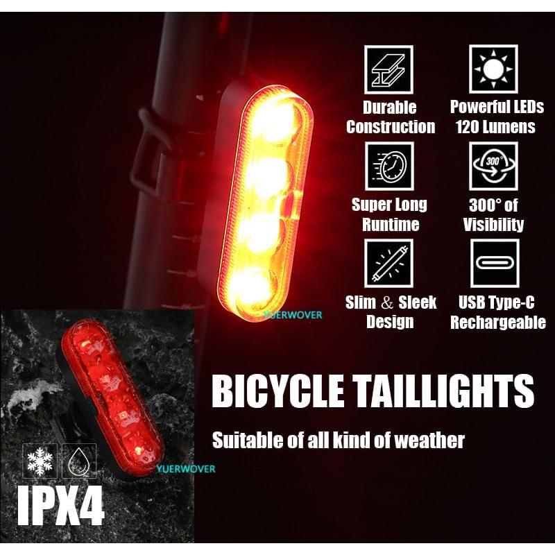 Luz Trasera LED Recargable USB-C YUERWOVER - 2 Piezas