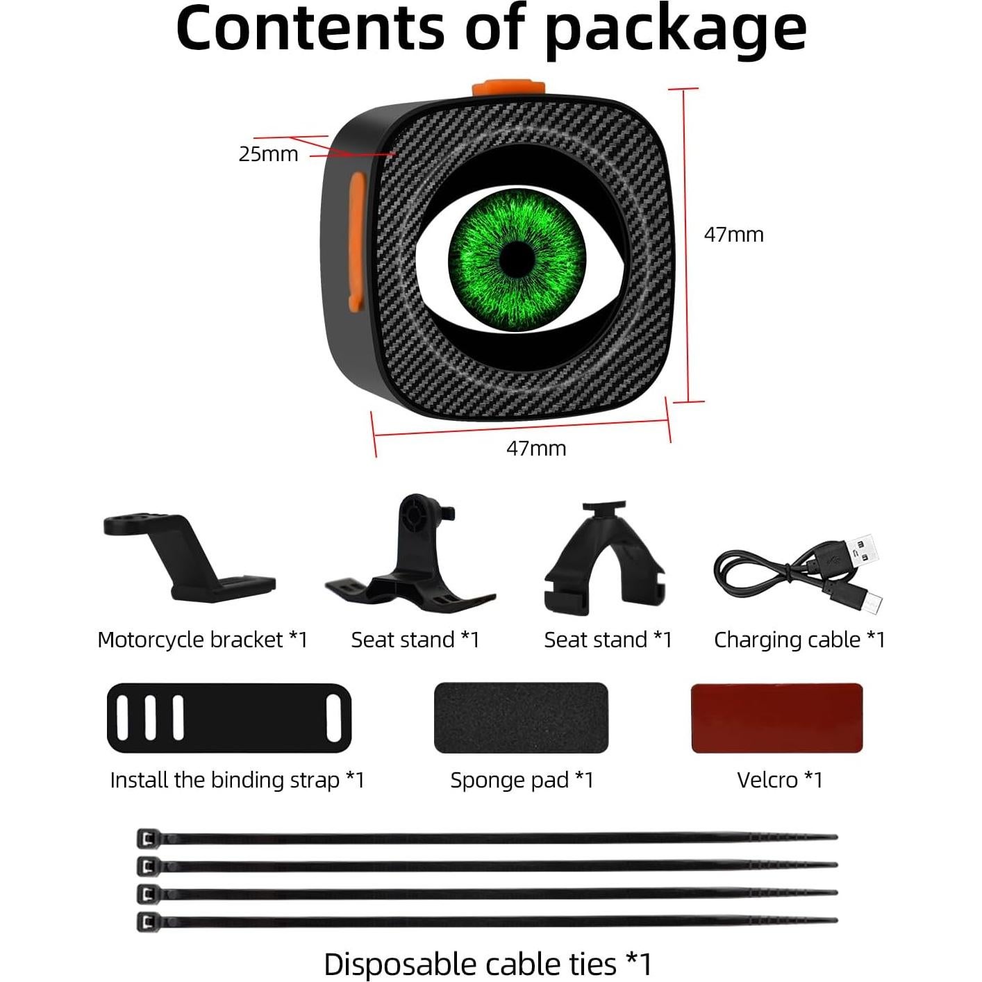 Luz Trasera LED UPWINGSPIRAL Demon Eyes Impermeable USB-C