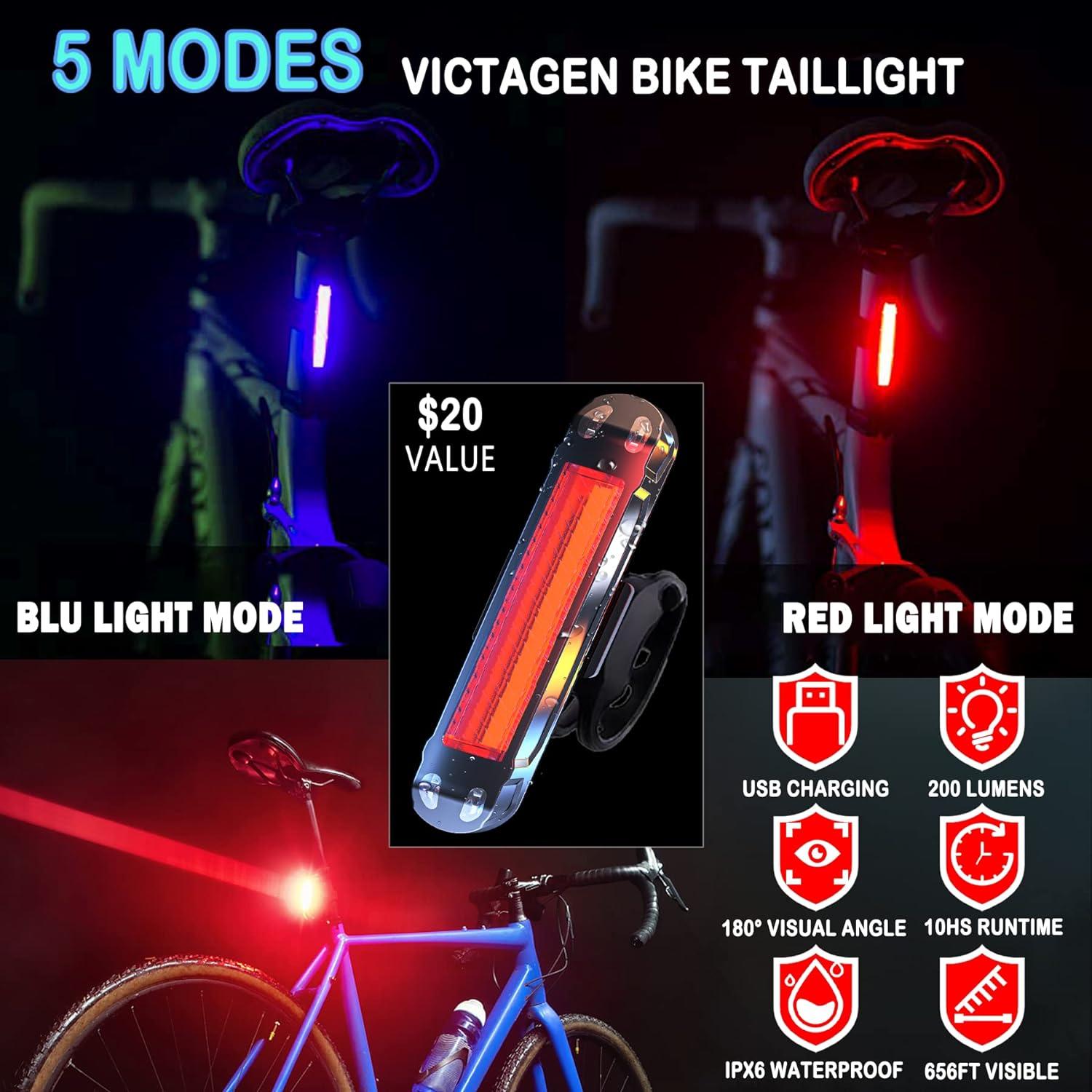 Luces de Bicicleta VICTAGEN 8000 Lúmenes LED Carga Tipo C